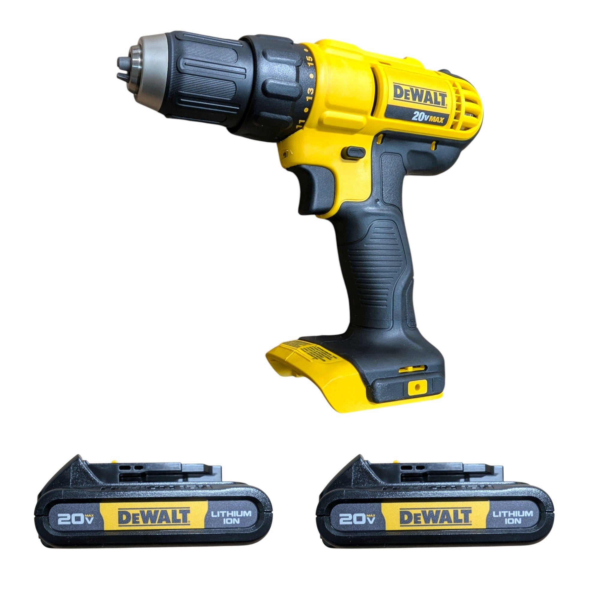 DEWALT (DCD771C2) 20V MAX Cordless 1/2 in. Drill/Driver, (2) 20V 1.3Ah Batteries, Charger and Bag