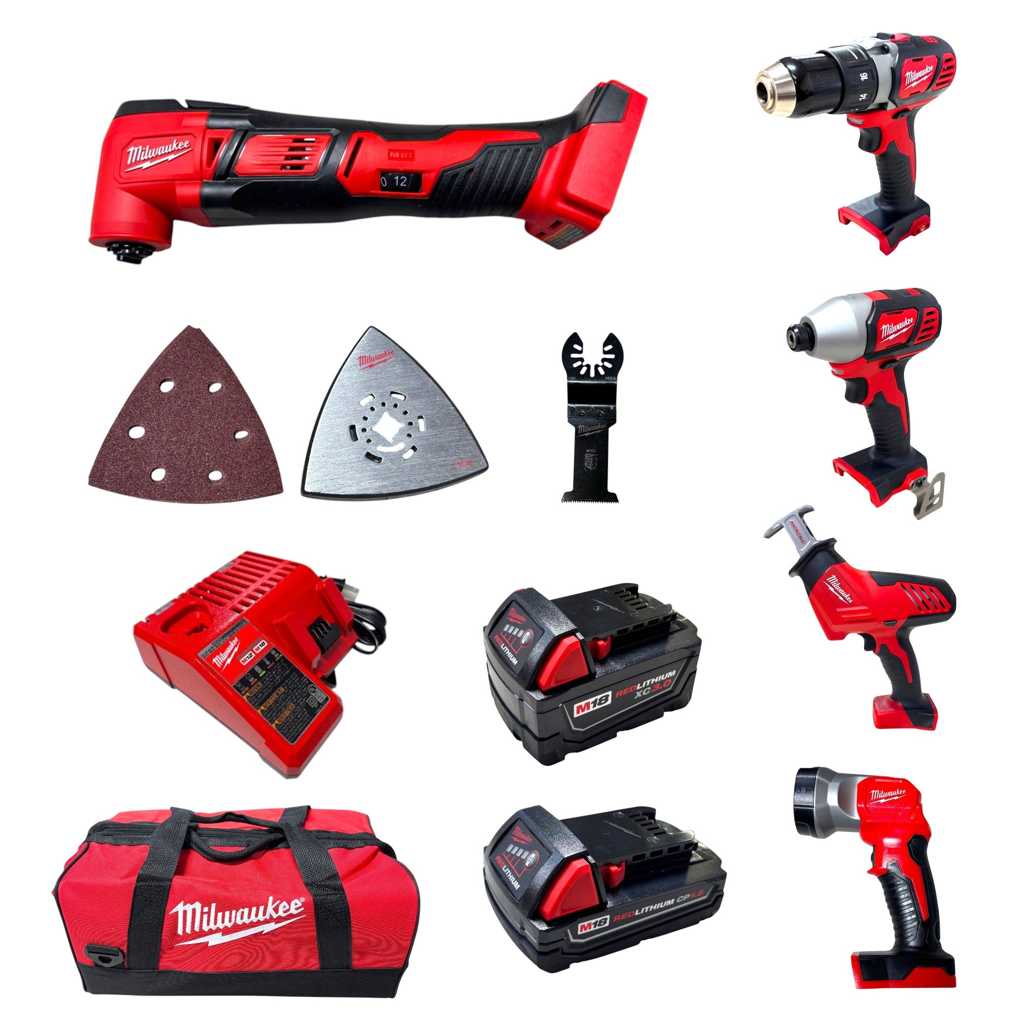 Milwaukee (2694-25) M18 18V Lithium-Ion Cordless Combo Kit (5-Tool) with (2) Batteries, Charger and Tool Bag