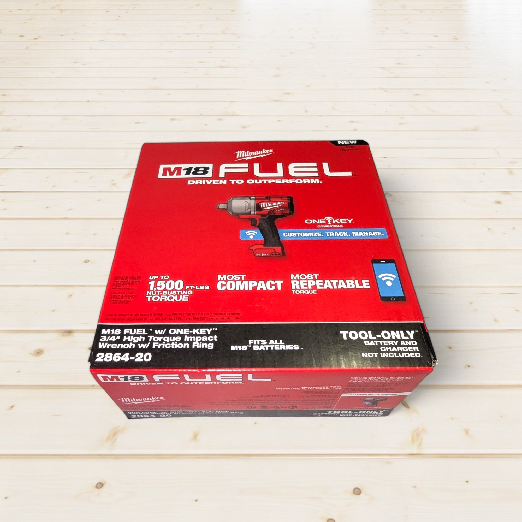 Milwaukee (2864-20) M18 FUEL ONE-KEY 18V Lithium-Ion Brushless Cordless 3/4 in. Impact Wrench with Friction Ring (Tool-Only)