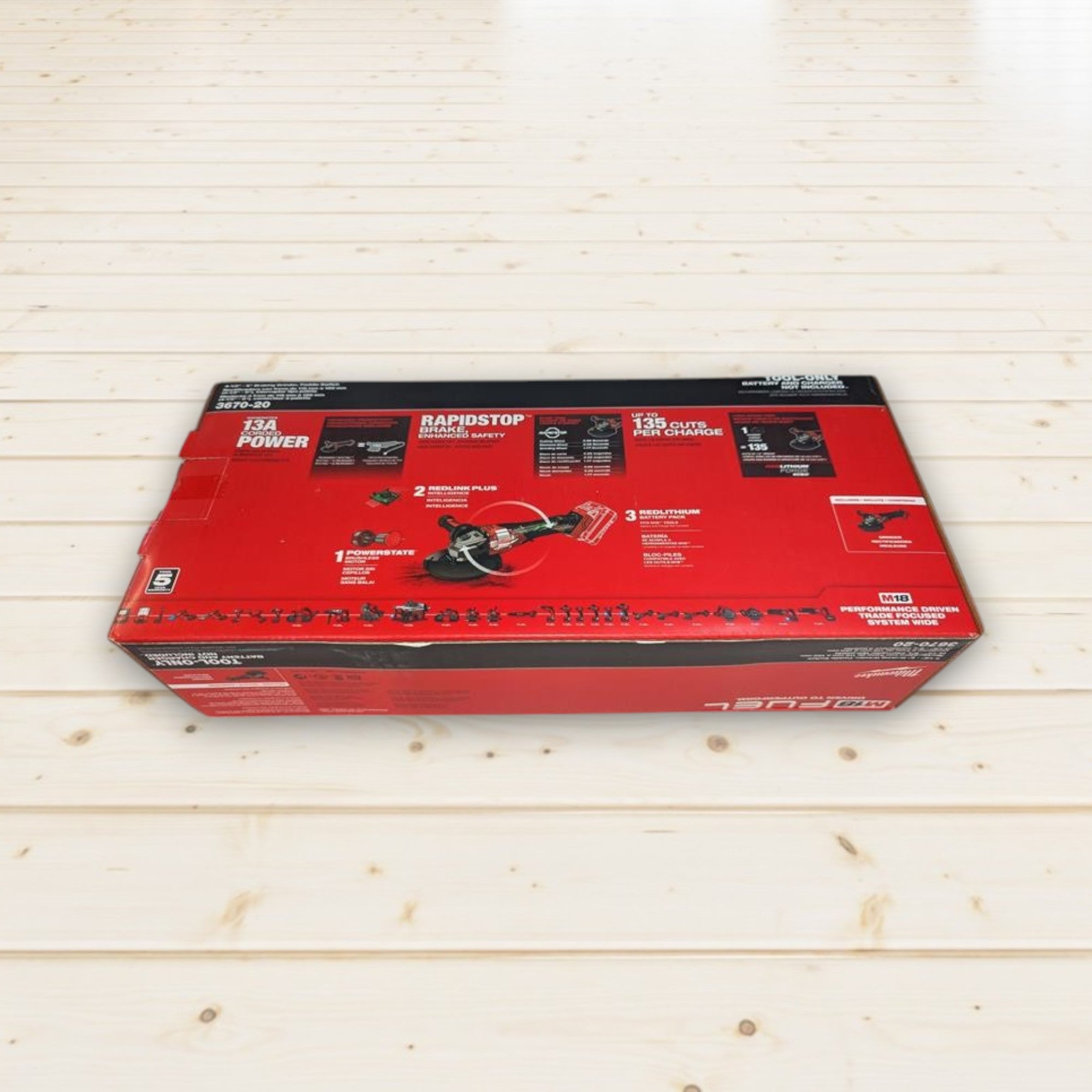 Milwaukee (3670-20)  M18 FUEL 18-Volt Lithium-Ion Brushless Cordless 4-1/2 in./6 in. Braking Grinder with Paddle Switch (Tool-Only)