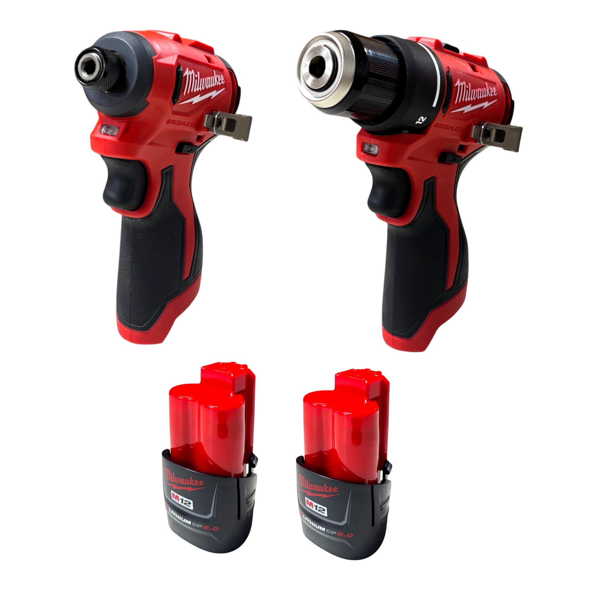 Milwaukee (3494-22) M12 12-Volt Lithium-Ion Brushless Cordless Subcompact Drill and Impact Driver Combo Kit w/2 Batteries and Bag (2-Tool)