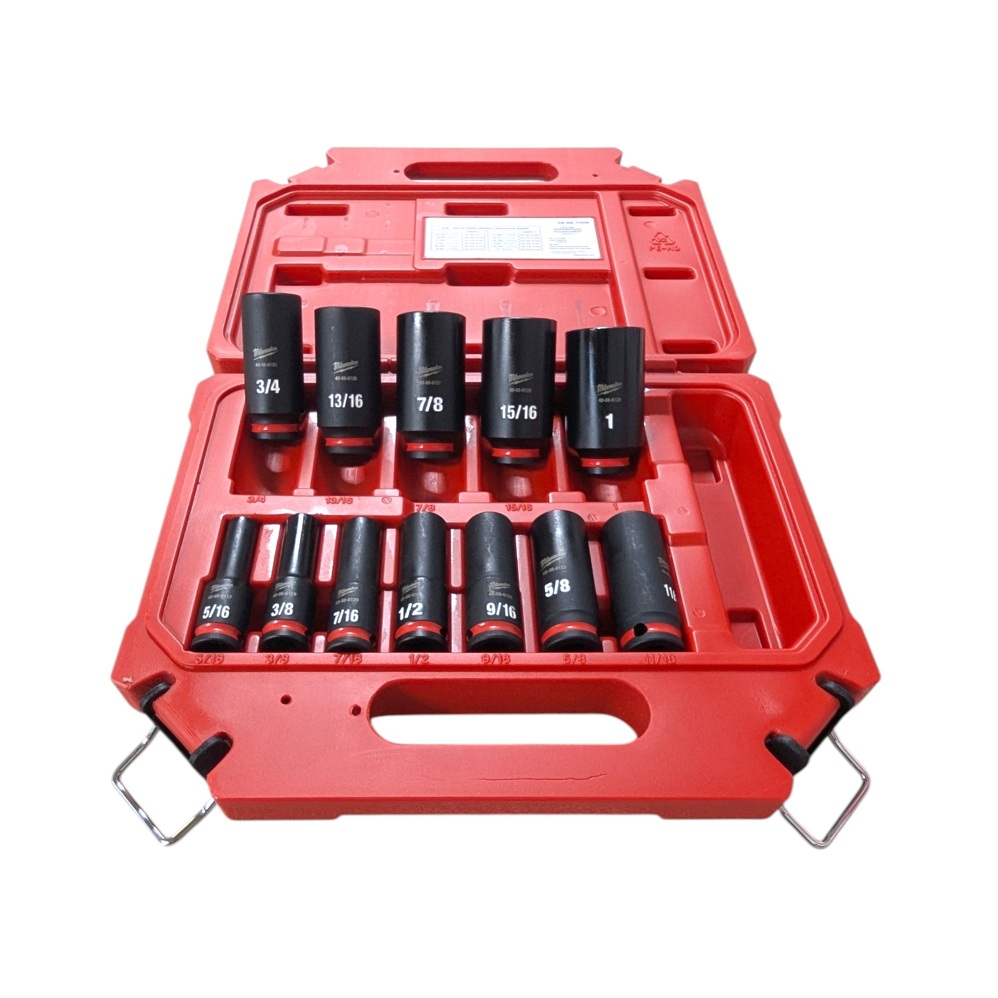 Milwaukee (49-66-7006) SHOCKWAVE 3/8 in. Drive Deep Well 6 Point Impact Socket Set (12-Piece)