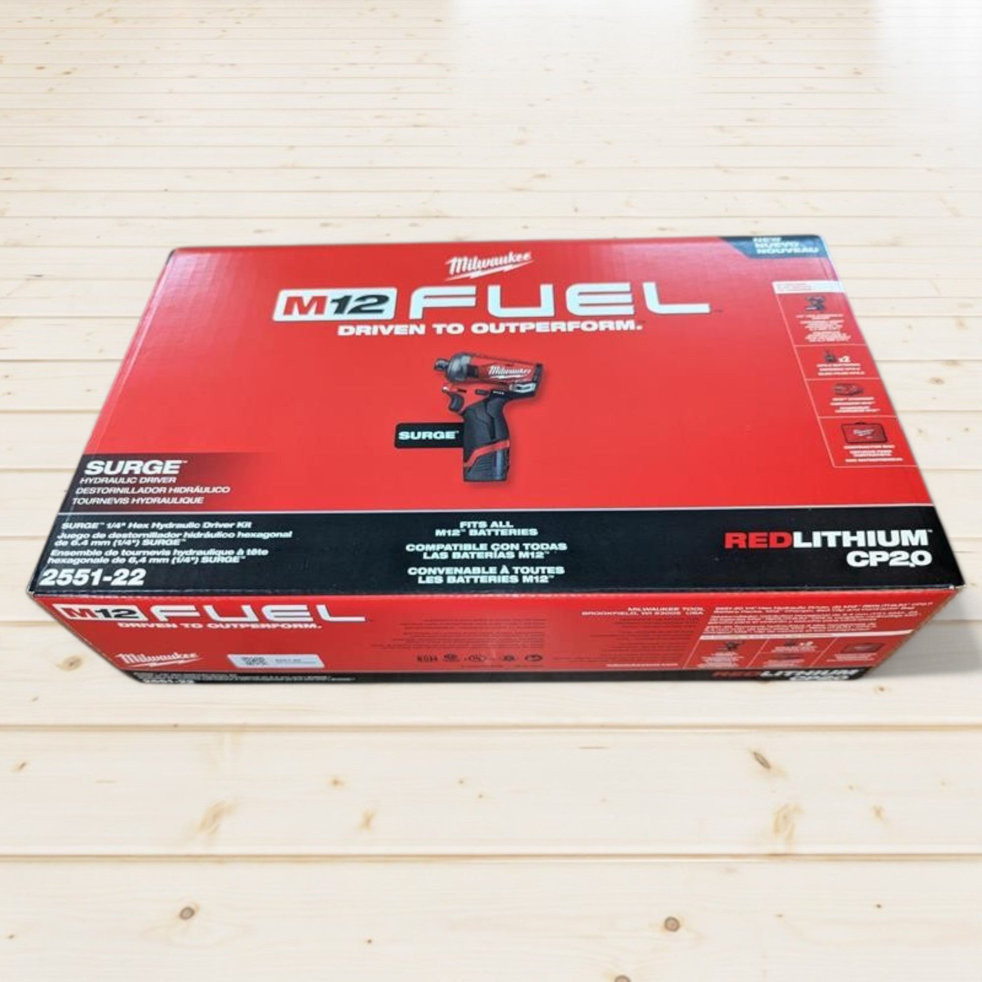 Milwaukee (2551-22) M12 FUEL SURGE 12V Lithium-Ion Brushless Cordless 1/4 in. Hex Impact Driver Compact Kit w/Two 2.0Ah Batteries, Bag