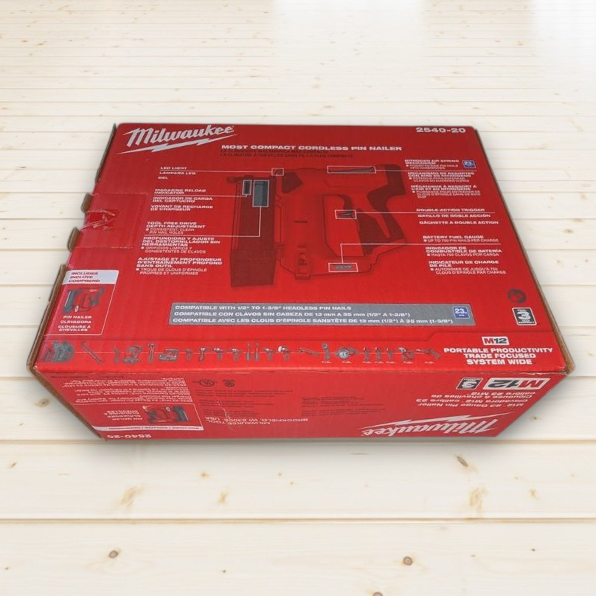 Milwaukee (2540-20) M12 12-Volt 23-Gauge Lithium-Ion Cordless Pin Nailer (Tool-Only)