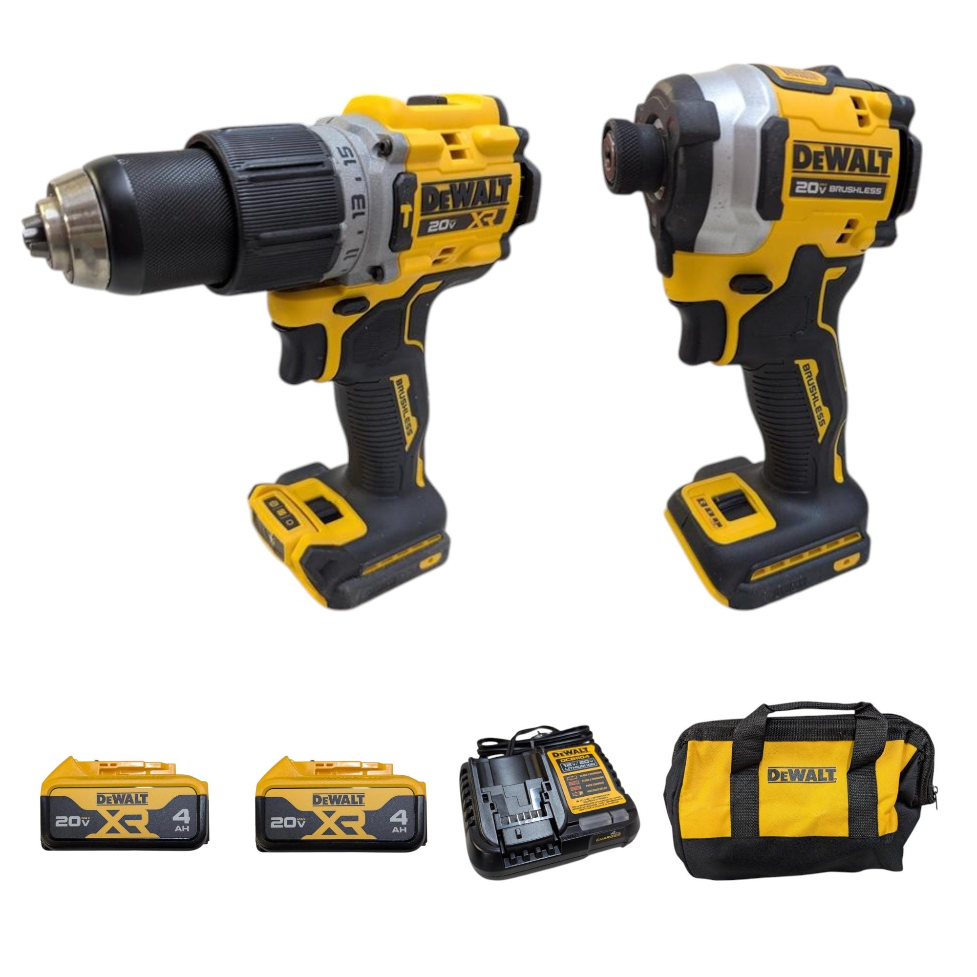 DEWALT (DCK2050M2) 20V MAX XR Hammer Drill and ATOMIC Impact Driver 2 Tool Cordless Combo Kit with (2) 4.0Ah Batteries, Charger, and Bag