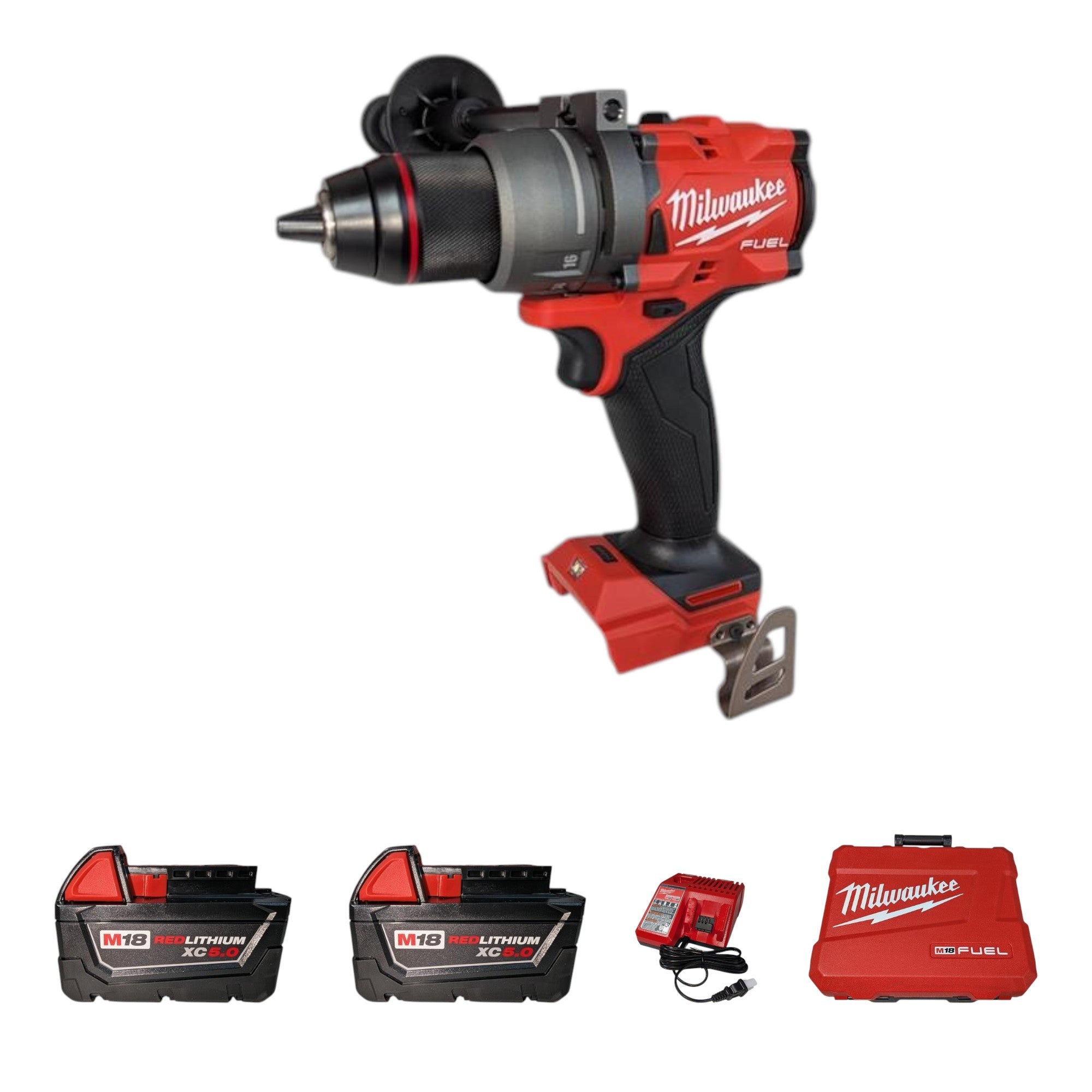 Milwaukee (2903-22) M18 FUEL 18V Lithium-Ion Brushless Cordless 1/2 in. Drill/Driver Kit W/(2) 5.0Ah Batteries, Charger, and Hard Case