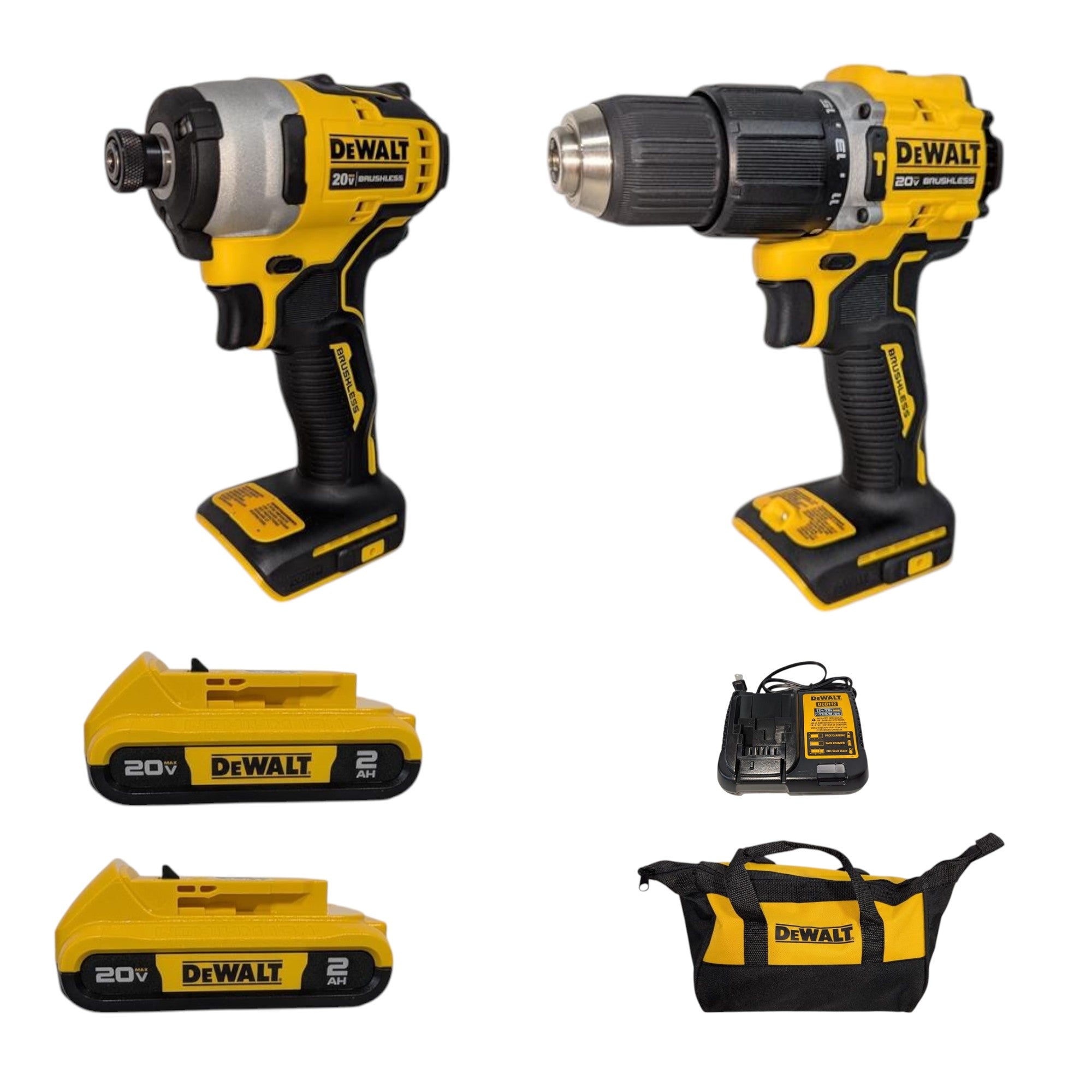 DEWALT (DCK226D2) ATOMIC 20-Volt MAX Lithium-Ion Cordless 2-Tool Combo Kit with (2) 2.0Ah Batteries, Charger and Bag