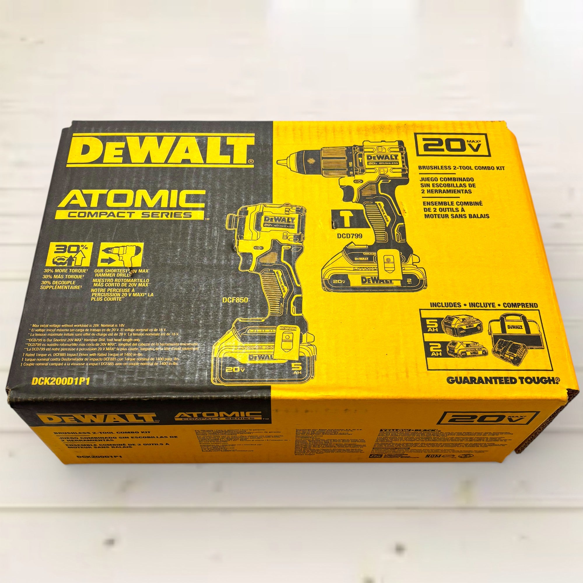 DEWALT (DCK200D1P1) ATOMIC 20V MAX Lithium-Ion Cordless 2-Tool Combo Kit with 5.0 Ah and 2.0 Ah Batteries, Charger and Kit Bag