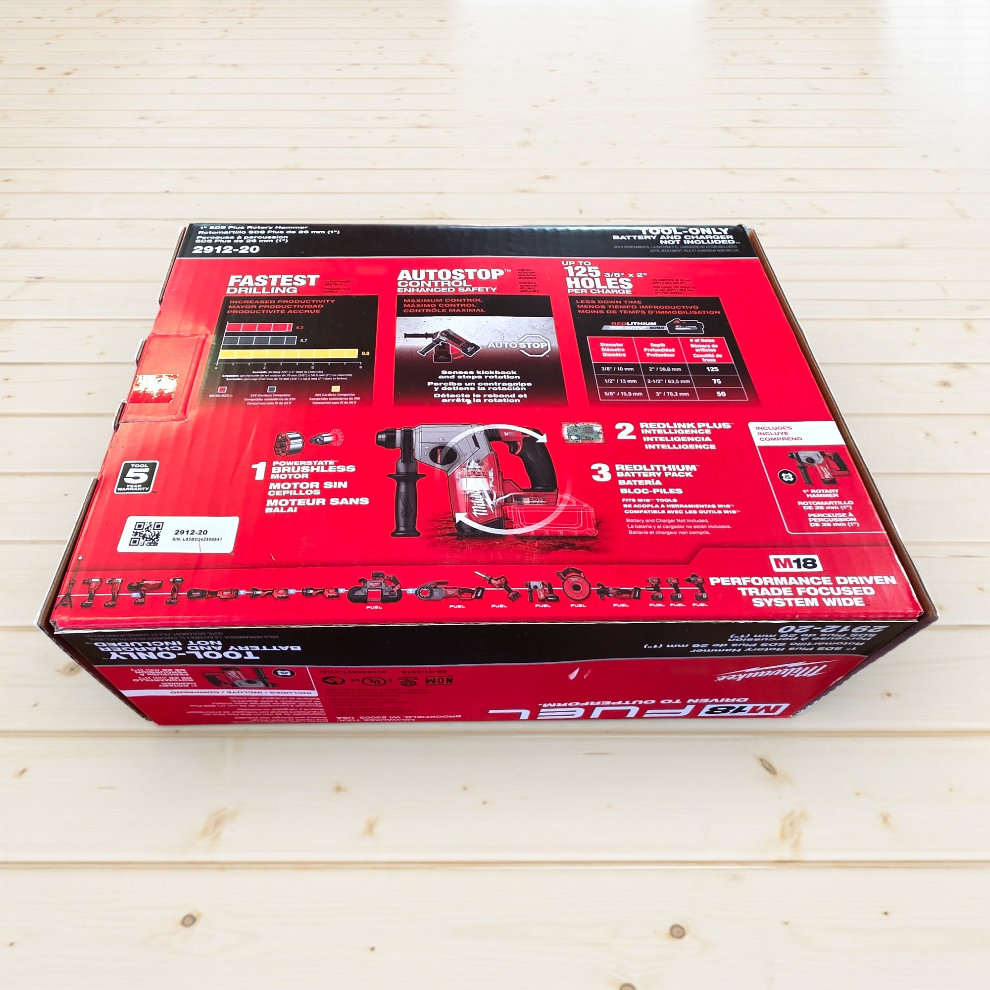 Milwaukee (2912-20)  M18 FUEL 18V Lithium-Ion Brushless Cordless 1 in. SDS-Plus Rotary Hammer (Tool-Only)