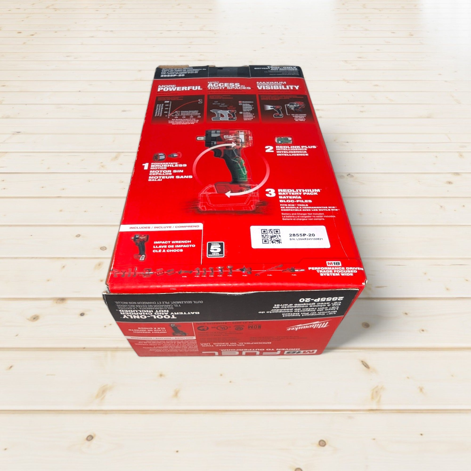 Milwaukee (2855P-20) M18 FUEL GEN-3 18V Lithium-Ion Brushless Cordless 1/2 in. Compact Impact Wrench with Pin Detent (Tool-Only)