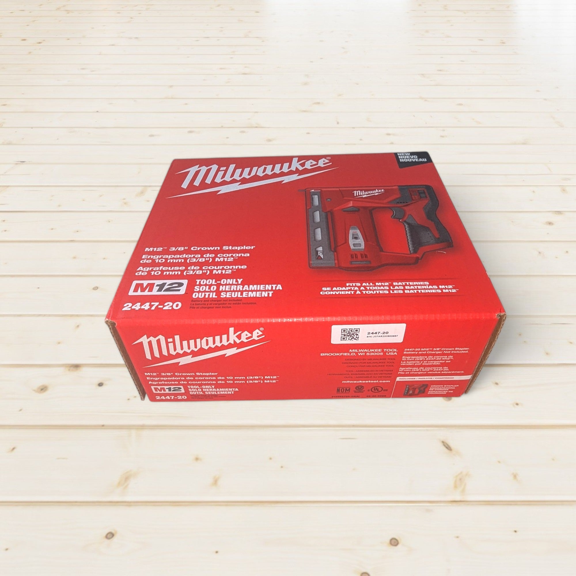 Milwaukee (2447-20)  M12 12-Volt Lithium-Ion Cordless 3/8 in. Crown Stapler (Tool-Only)