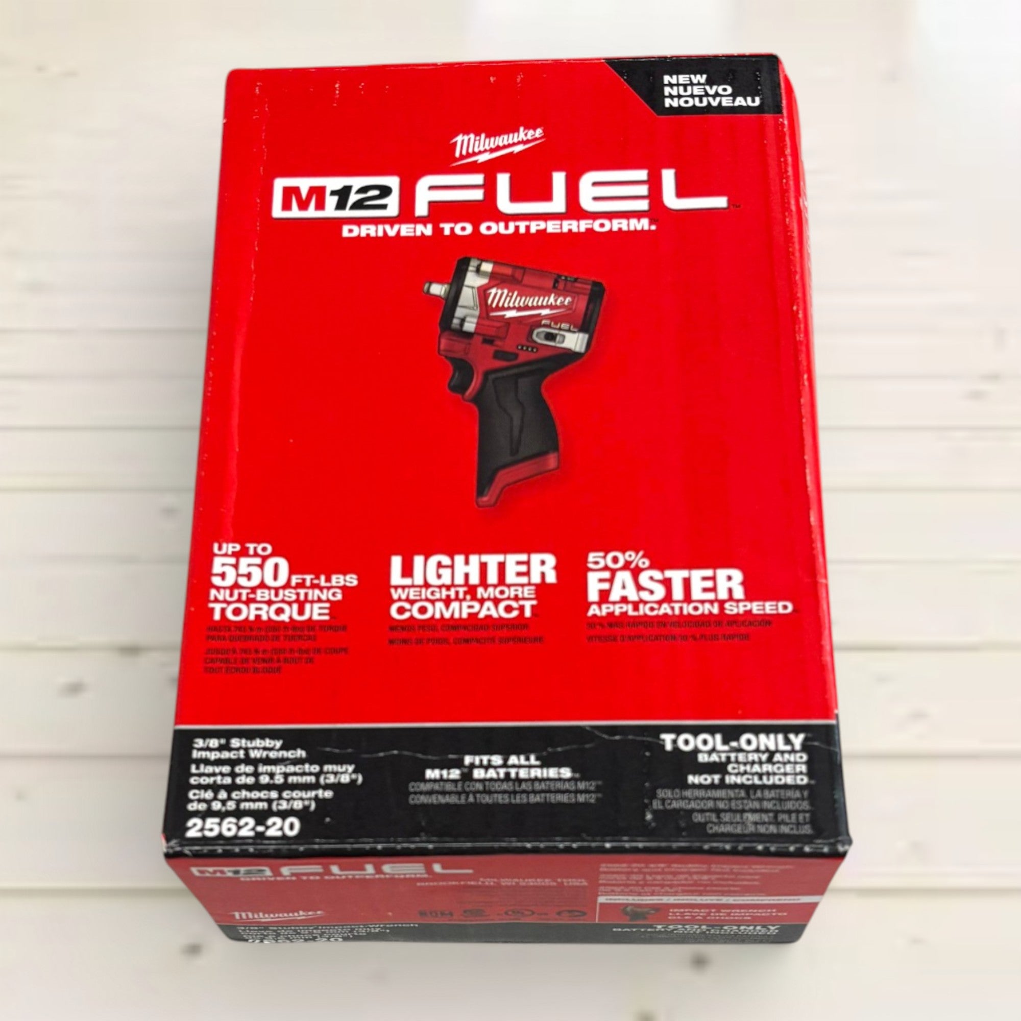 Milwaukee (2562-20) M12 FUEL 12V Lithium-Ion Brushless Cordless Stubby 3/8 in. Impact Wrench (Tool-Only)