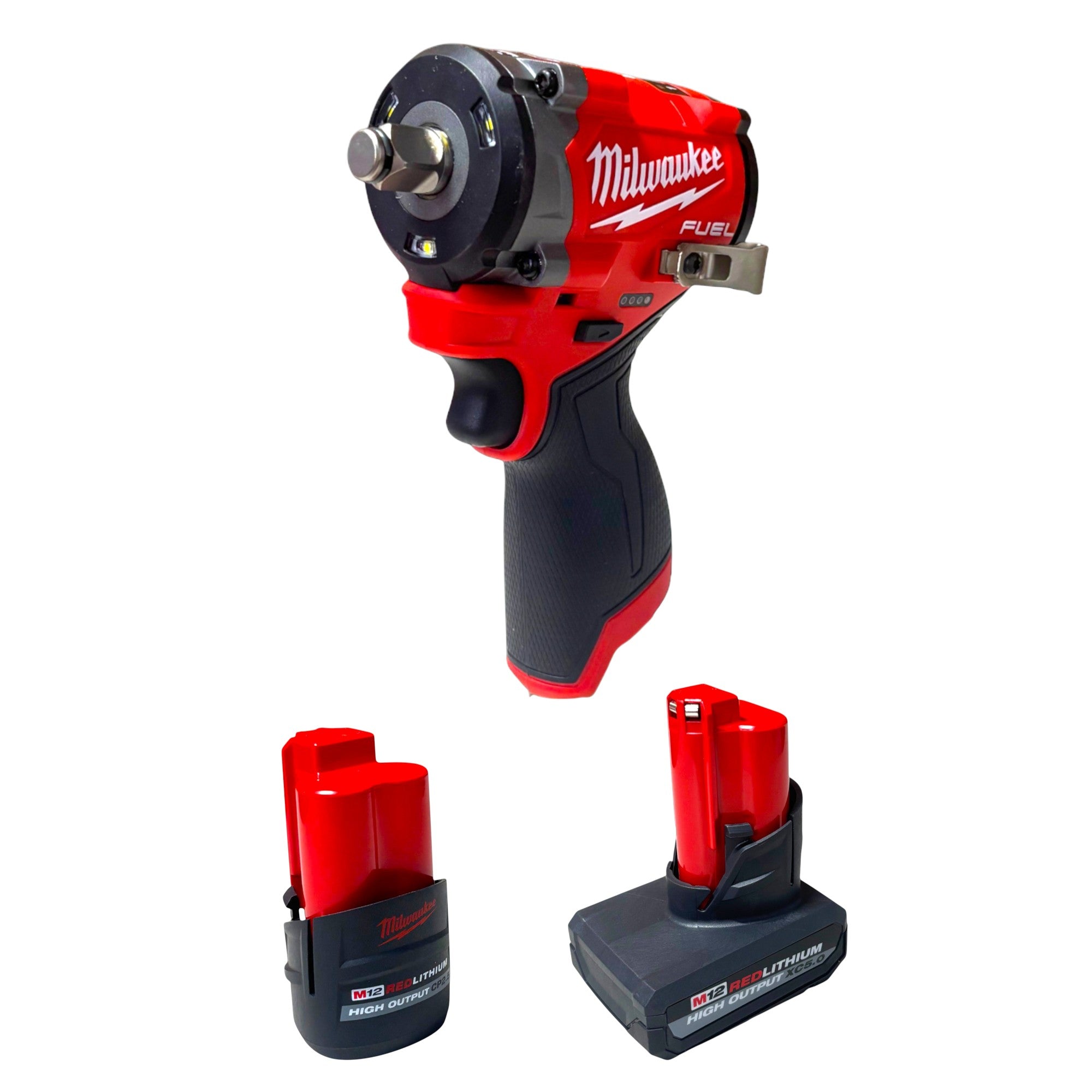 Milwaukee (2563-22)  M12 FUEL 12V Li-Ion Brushless Cordless Stubby 1/2 in. Impact Wrench Kit w/(1) 5.0Ah & (1) 2.5 Ah High Output Batteries