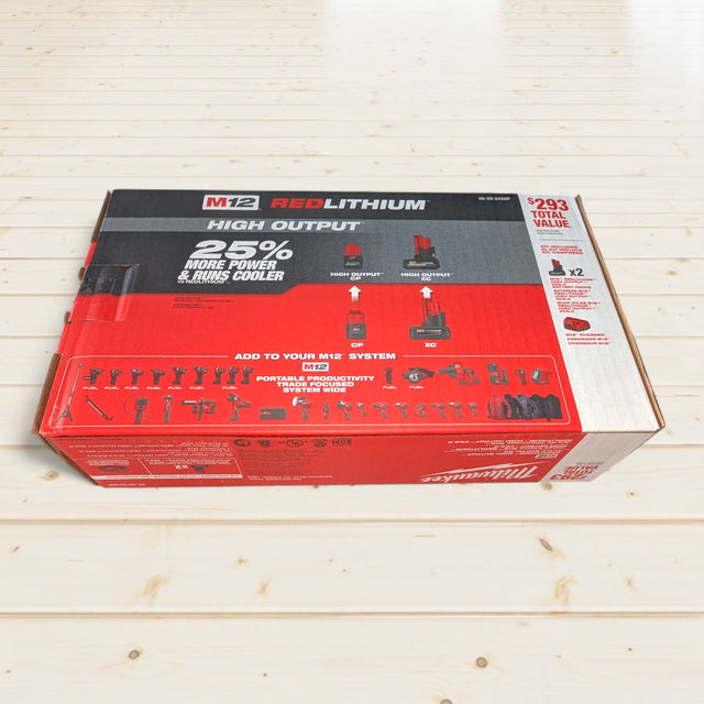 Milwaukee (48-59-2450P) M12 12V Lithium-Ion XC High Output 5.0 Ah Battery Pack (2-Pack) Starter Kit with Charger
