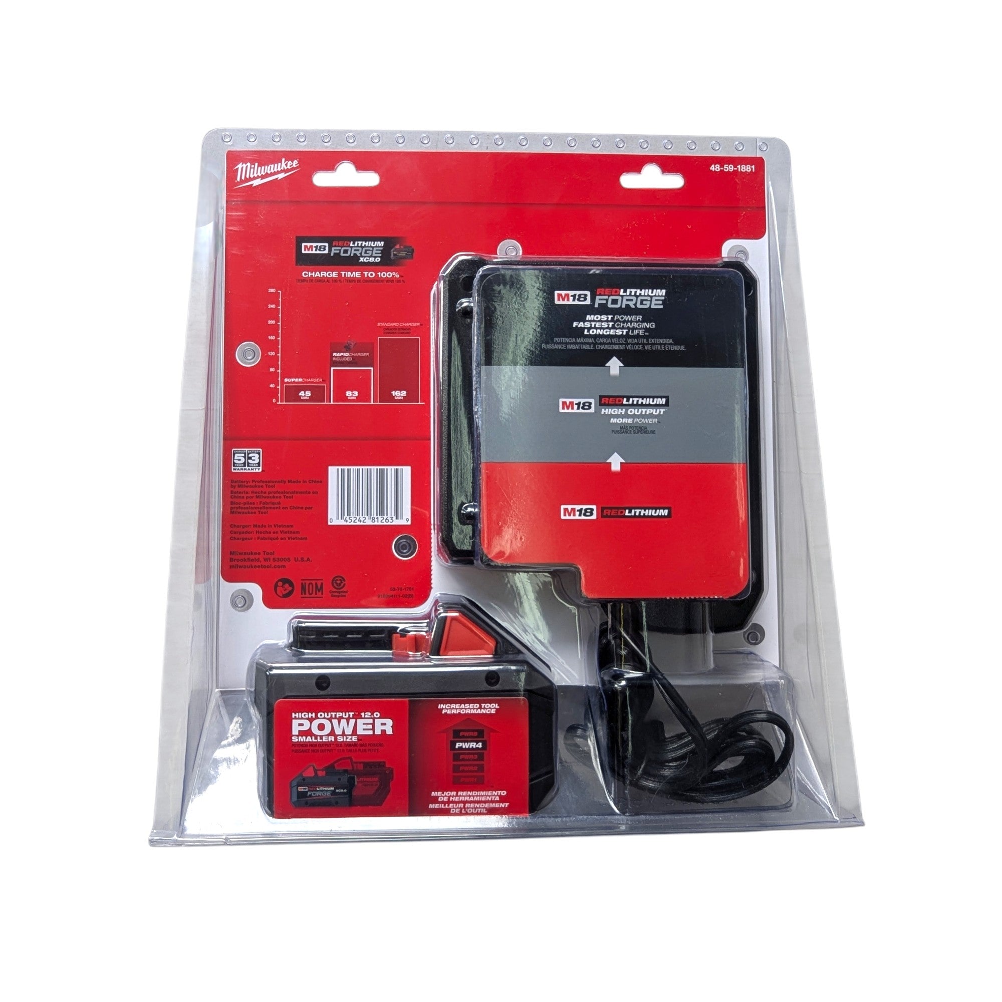 Milwaukee (48-59-1881)  M18 18-Volt Lithium-Ion REDLITHIUM FORGE Starter Kit with 8.0Ah Battery and Rapid Charger