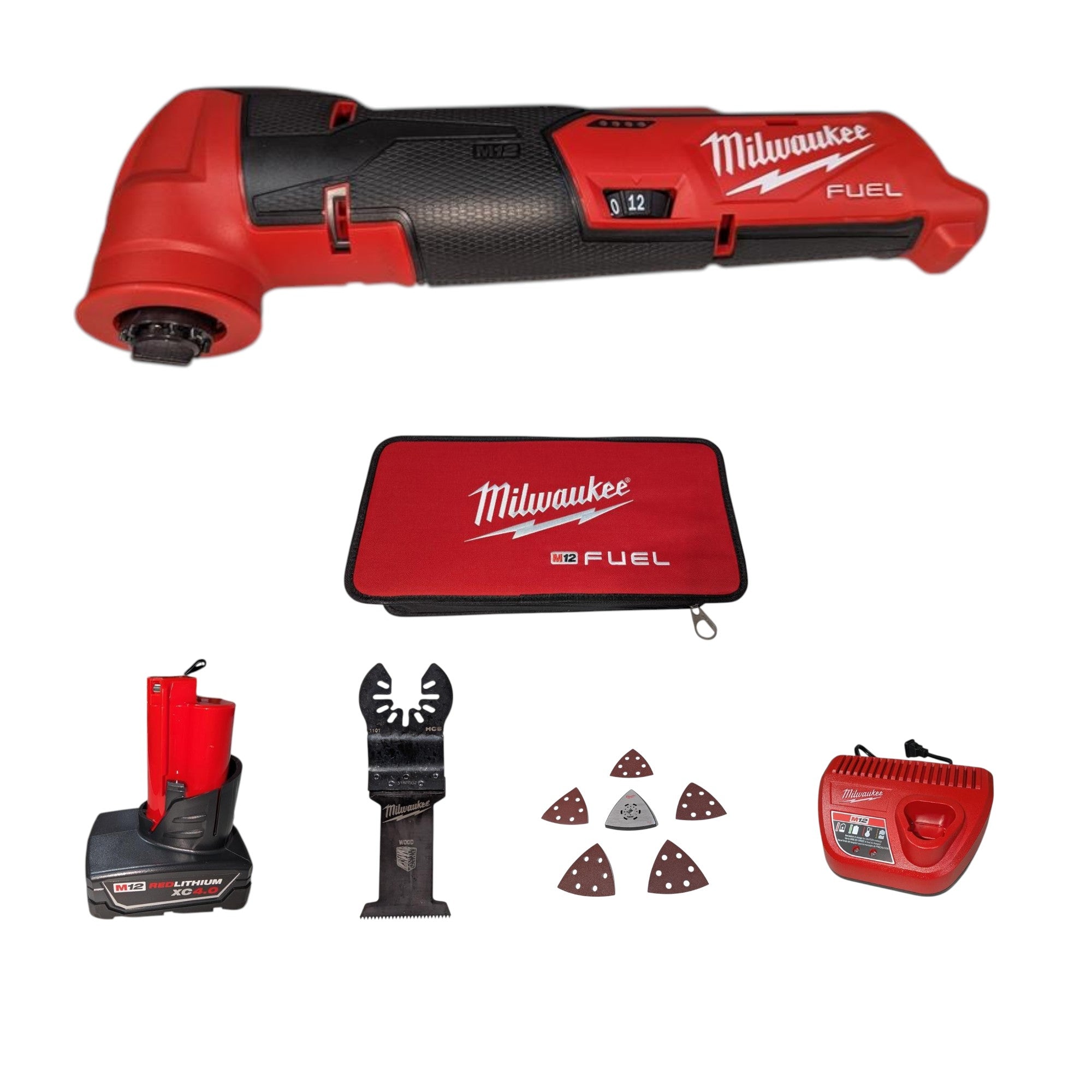 Milwaukee (2526-21XC) M12 FUEL 12V Lithium-Ion Cordless Oscillating Multi-Tool Kit with 4.0 Ah Battery, Charger, Accessories and Tool Bag