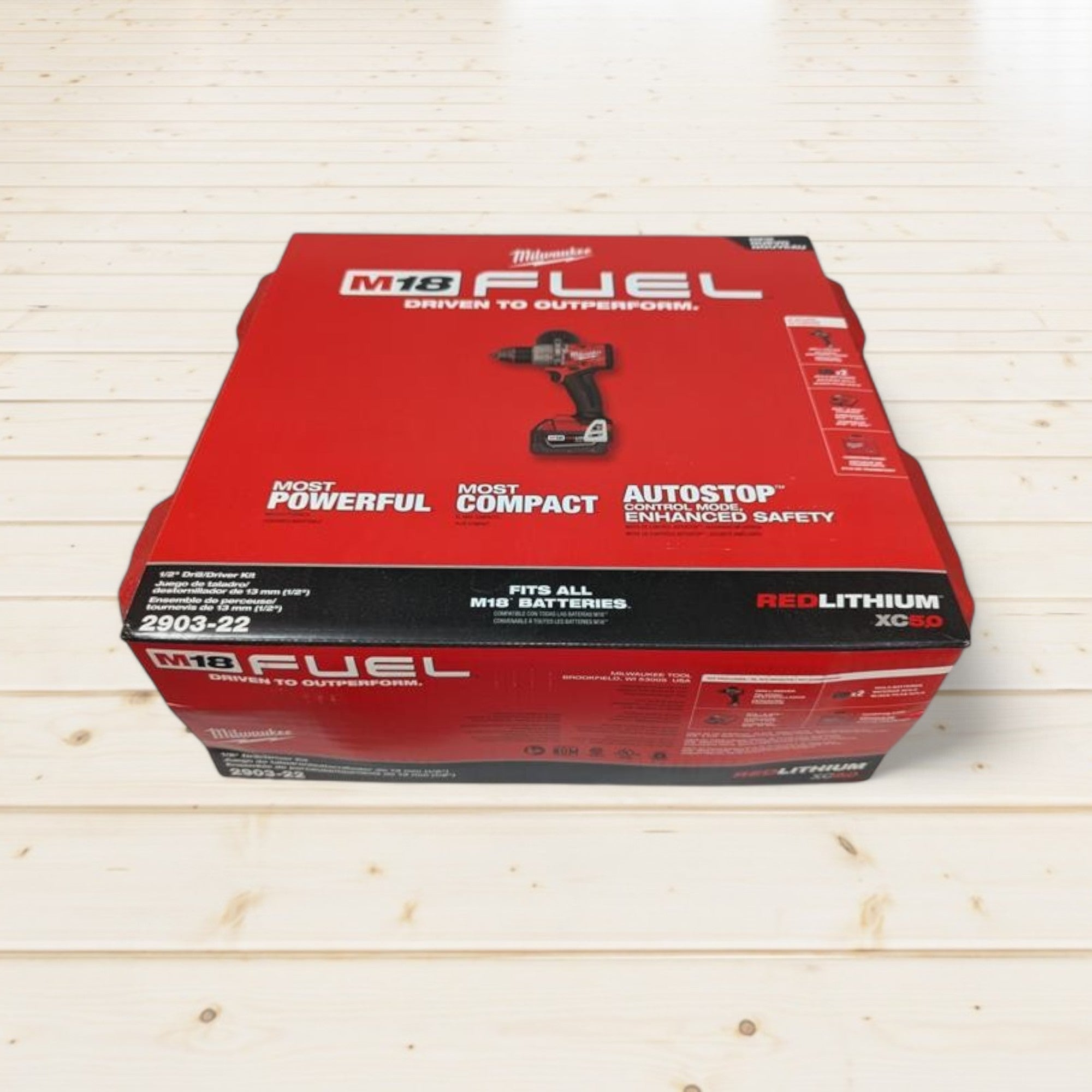 Milwaukee (2903-22) M18 FUEL 18V Lithium-Ion Brushless Cordless 1/2 in. Drill/Driver Kit W/(2) 5.0Ah Batteries, Charger, and Hard Case