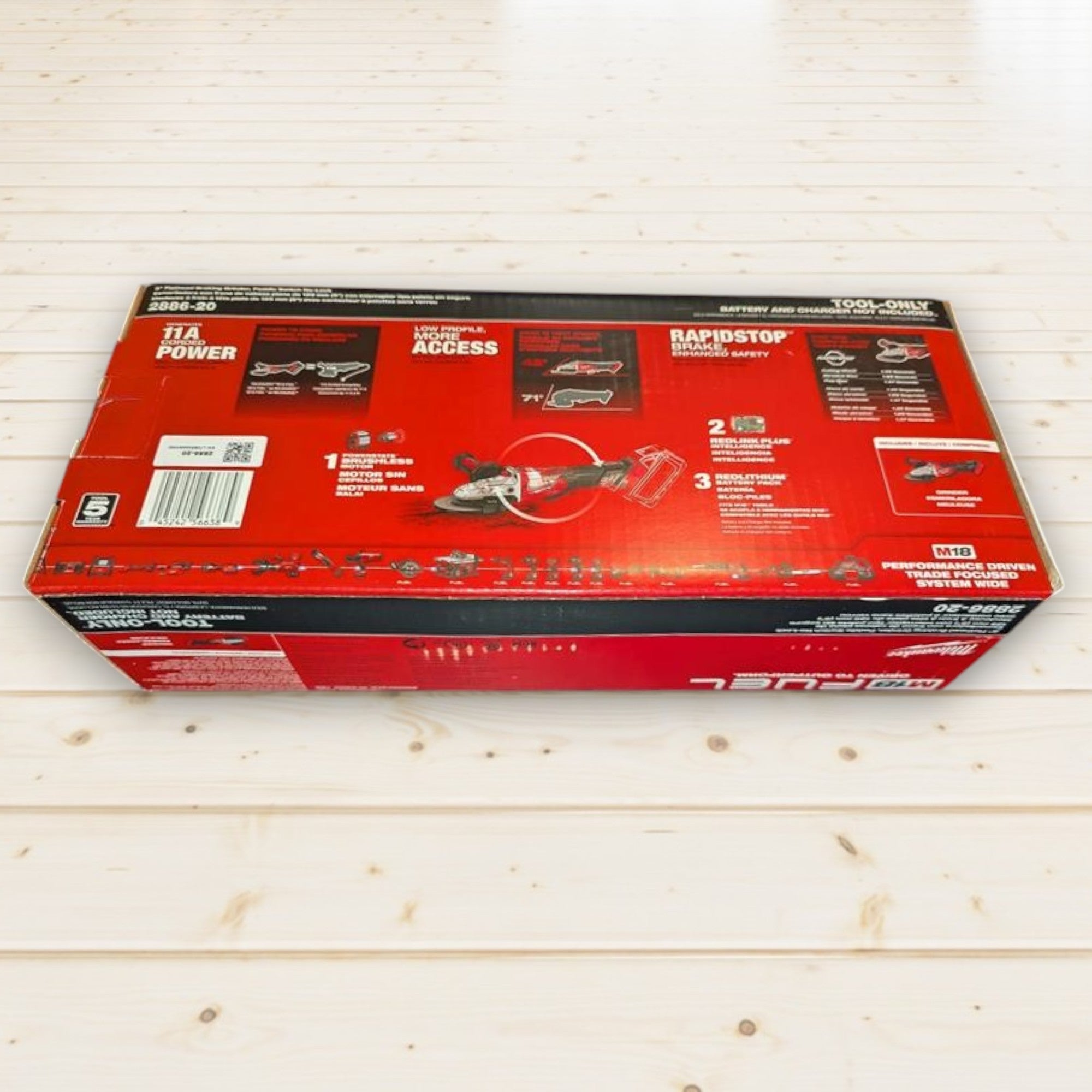 Milwaukee (2886-20) M18 FUEL 18V Lithium-Ion Brushless Cordless 5 in. Flathead Braking Grinder with Paddle Switch No-Lock (Tool-Only)