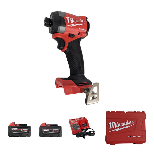 Milwaukee (2953-22) M18 FUEL 18V Lithium-Ion Brushless Cordless 1/4 in. Hex Impact Driver Kit with Two 5.0Ah Batteries Charger Hard Case