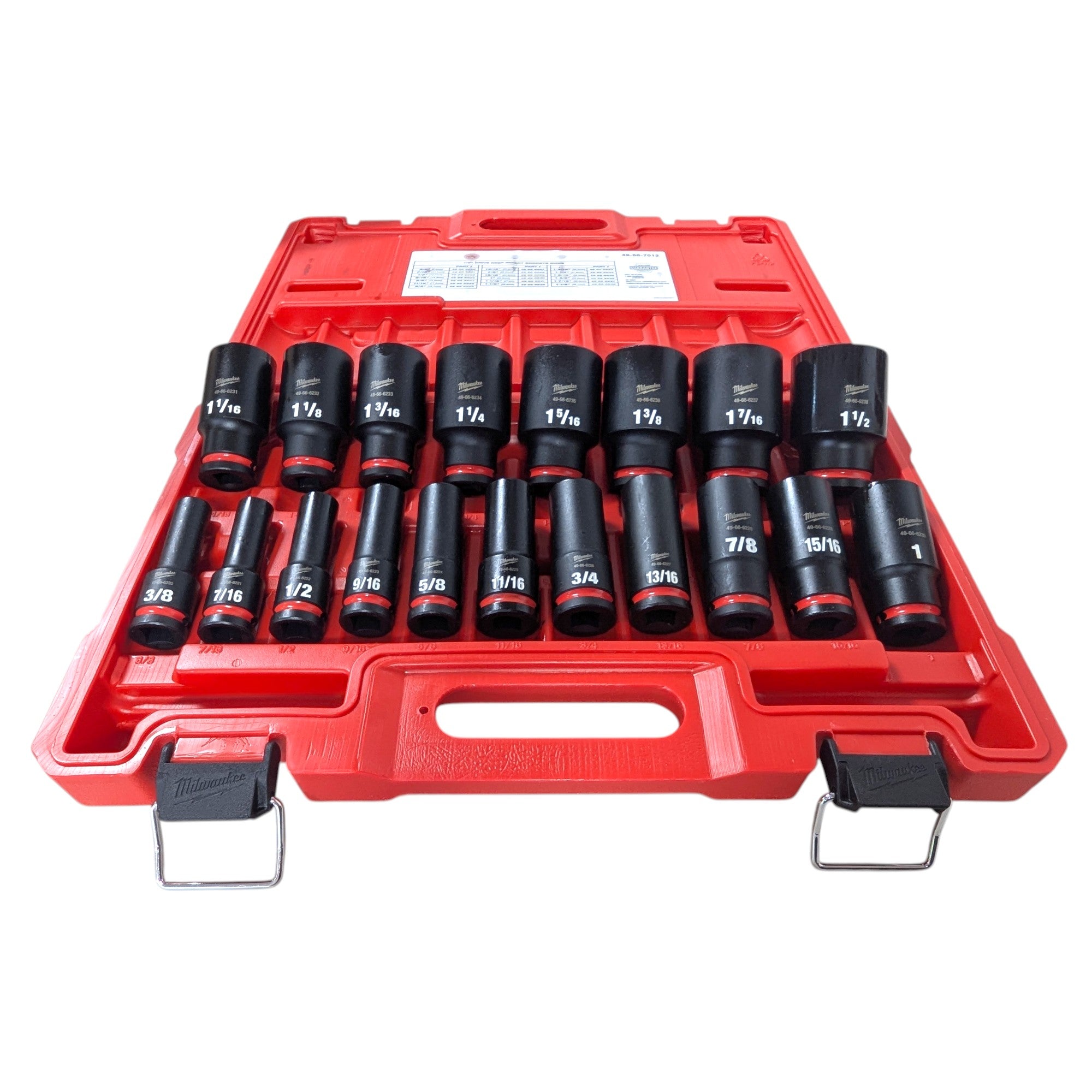 Milwaukee (49-66-7012) SHOCKWAVE 1/2 in. Drive SAE 6 Point Impact Socket Set (19-Piece)