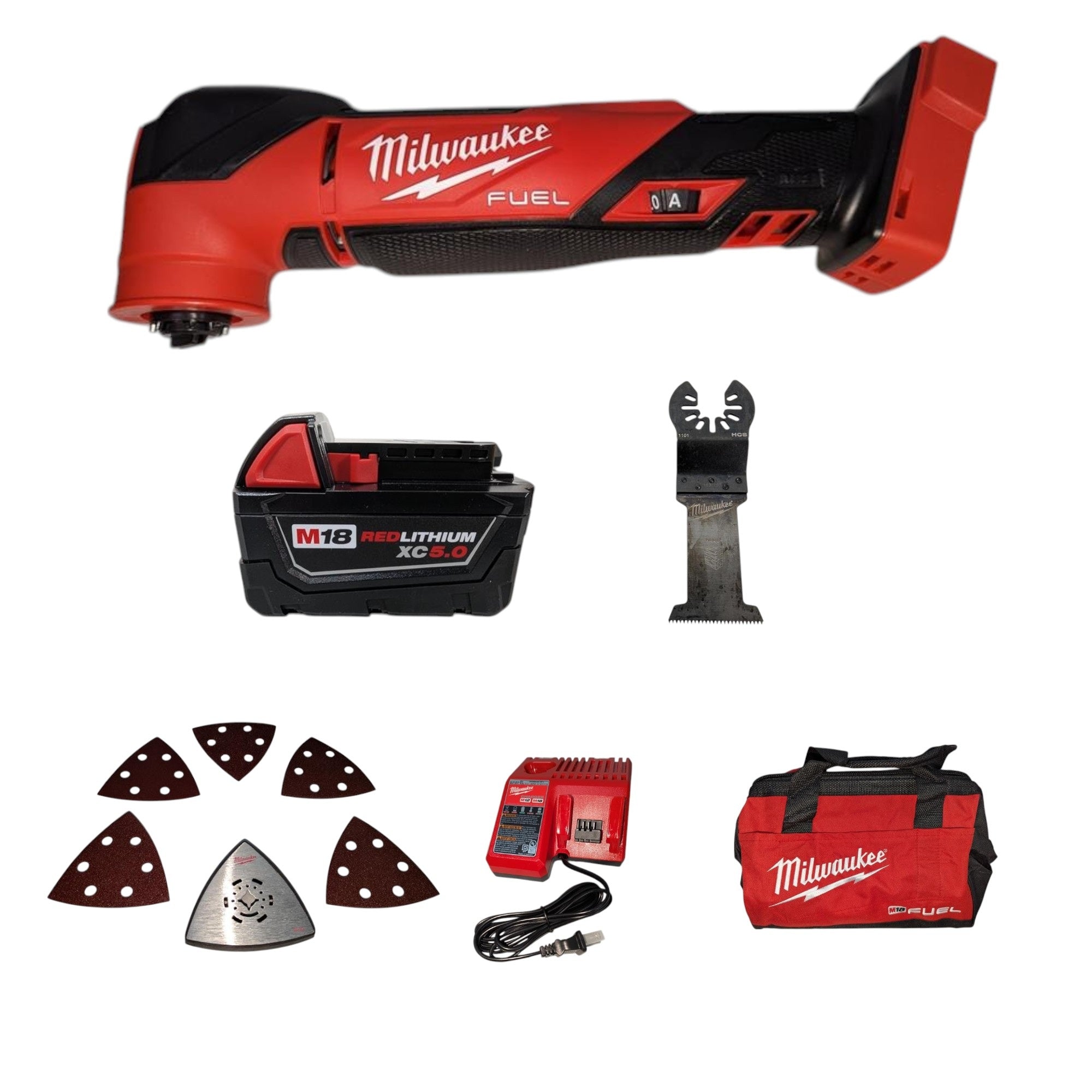 Milwaukee (2836-21) M18 FUEL 18V Lithium-Ion Cordless Brushless Oscillating Multi-Tool Kit with one 5.0 Ah Battery, Charger and Tool Bag