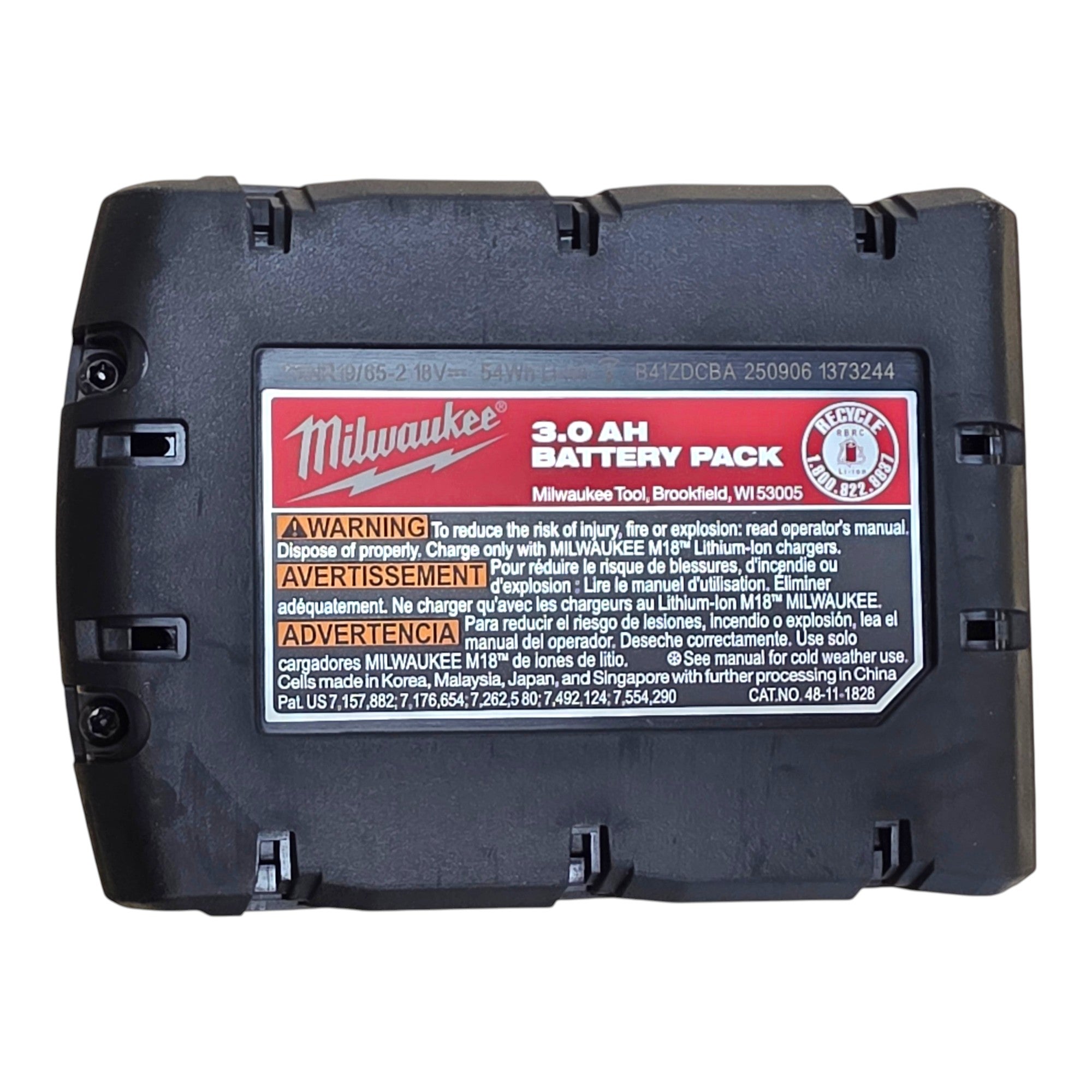 Milwaukee (48-11-1828) M18 18-Volt Lithium-Ion XC Extended Capacity Battery Pack 3.0Ah - genuine, brand new in secure, non-retail packaging