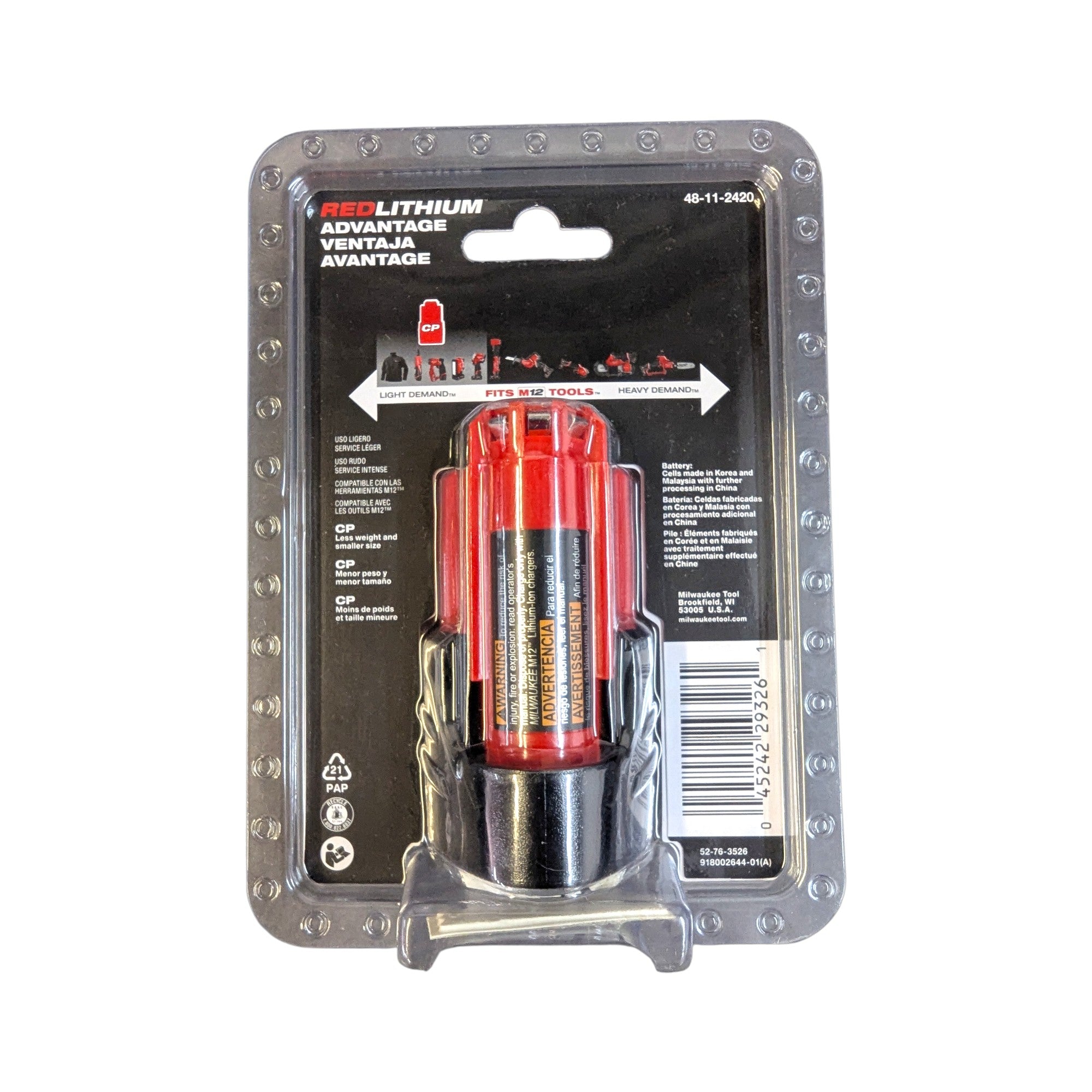 Milwaukee (48-11-2420) M12 12-Volt Lithium-Ion 2.0 Ah Compact Battery Pack