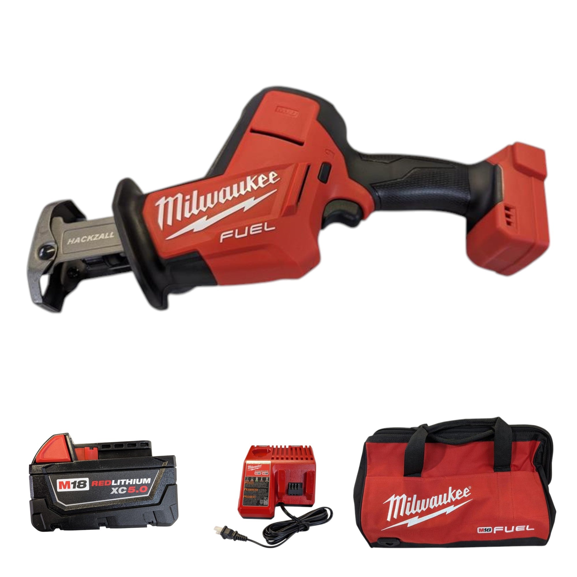 Milwaukee (2719-21) M18 FUEL 18V Lithium-Ion Brushless Cordless HACKZALL Reciprocating Saw Kit W/(1) 5.0Ah Batteries, Charger & Tool Bag