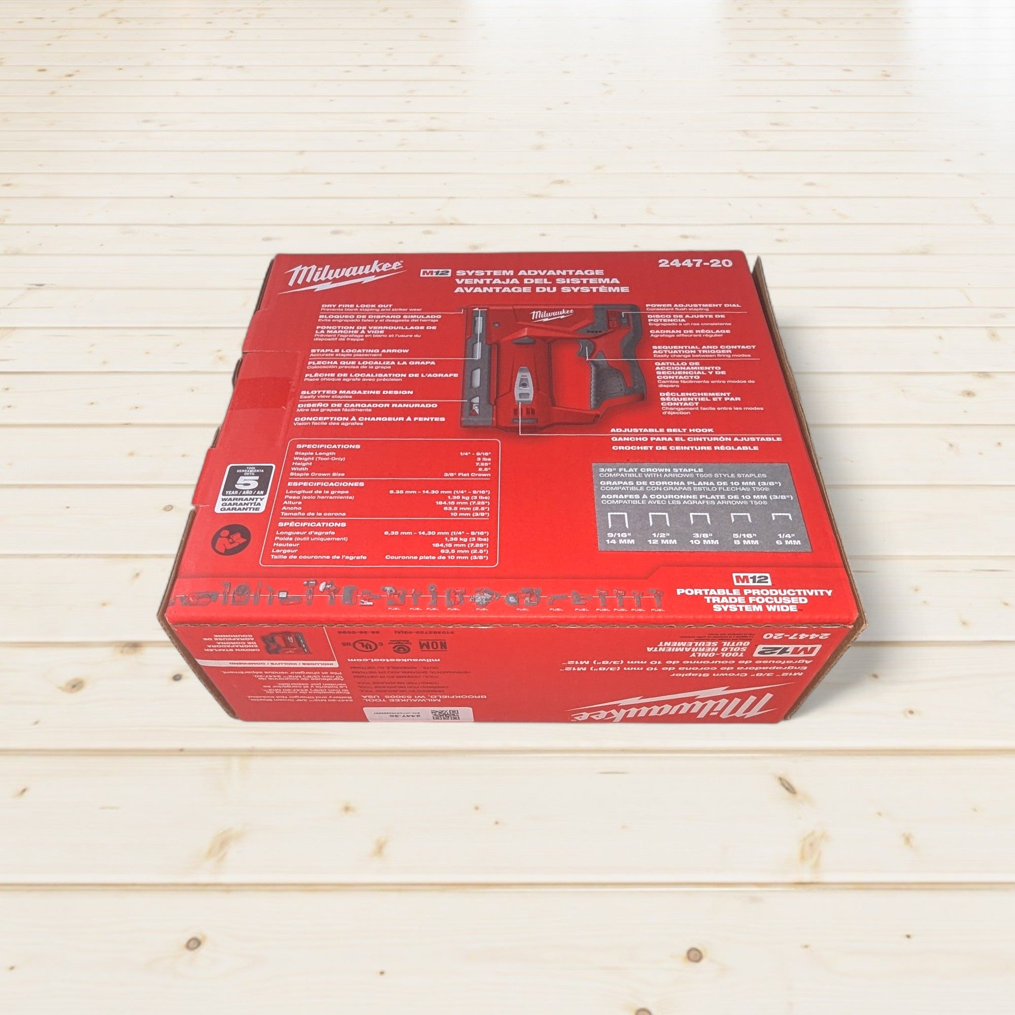 Milwaukee (2447-20) M12 12-Volt Lithium-Ion Cordless 3/8 in. Crown Stapler (Tool-Only)