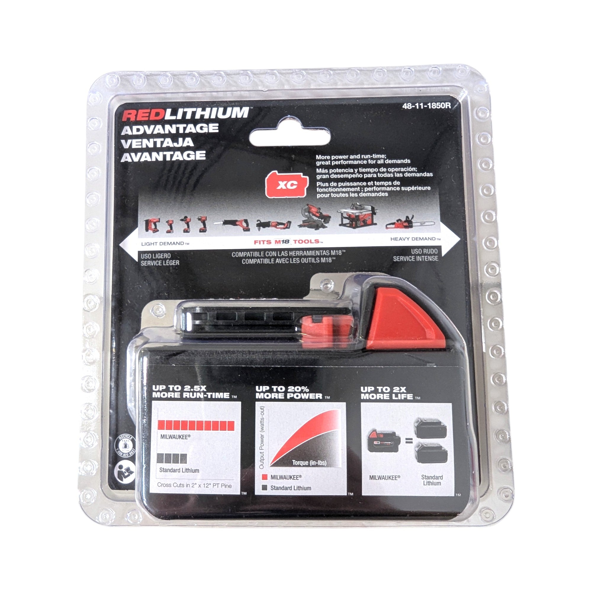 Milwaukee (48-11-1850R) M18 18-Volt 5.0 Ah Lithium-Ion XC Extended Capacity Resistant Battery Pack