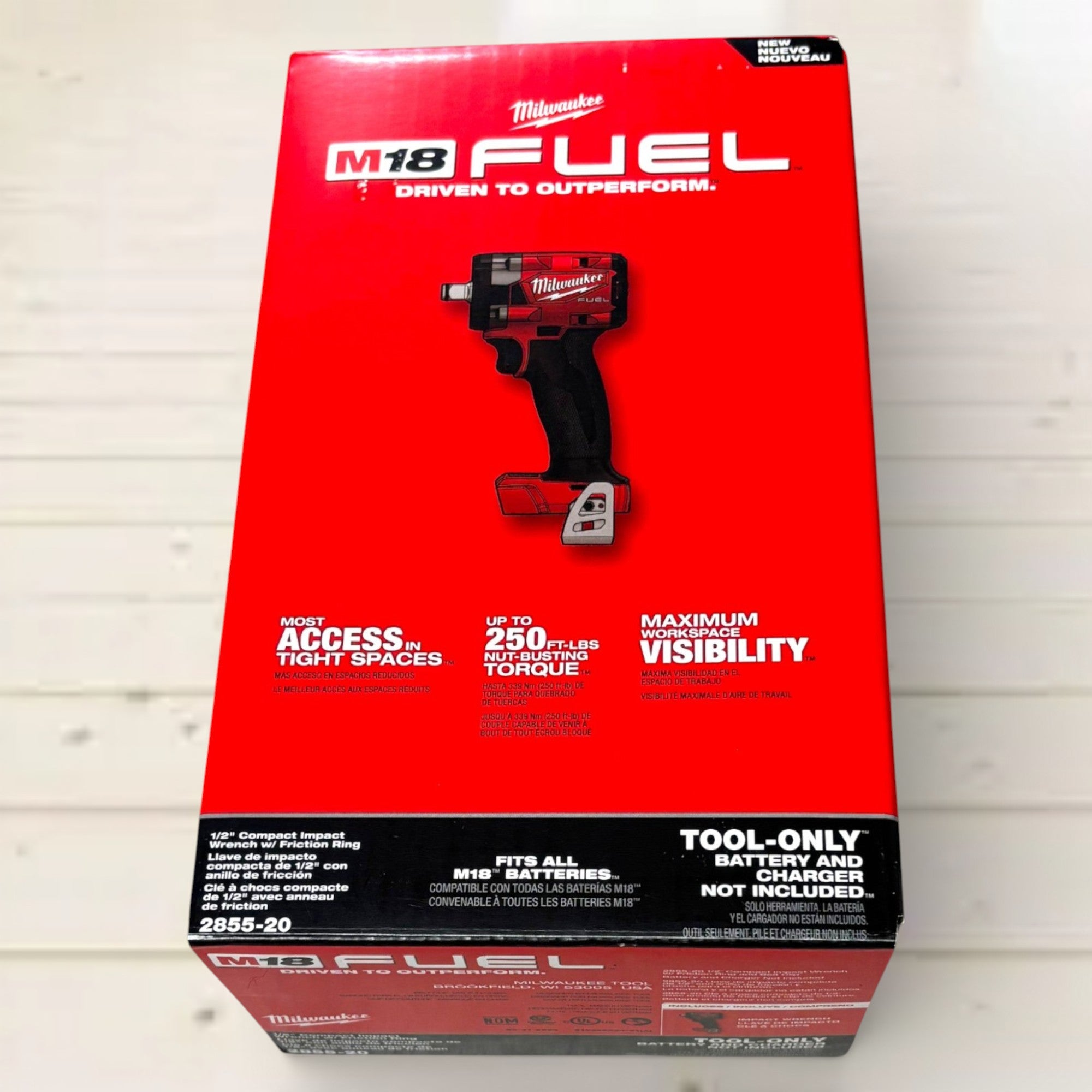 Milwaukee (2855-20) M18 FUEL GEN-3 18V Lithium-Ion Brushless Cordless 1/2 in. Compact Impact Wrench with Friction Ring (Tool-Only)