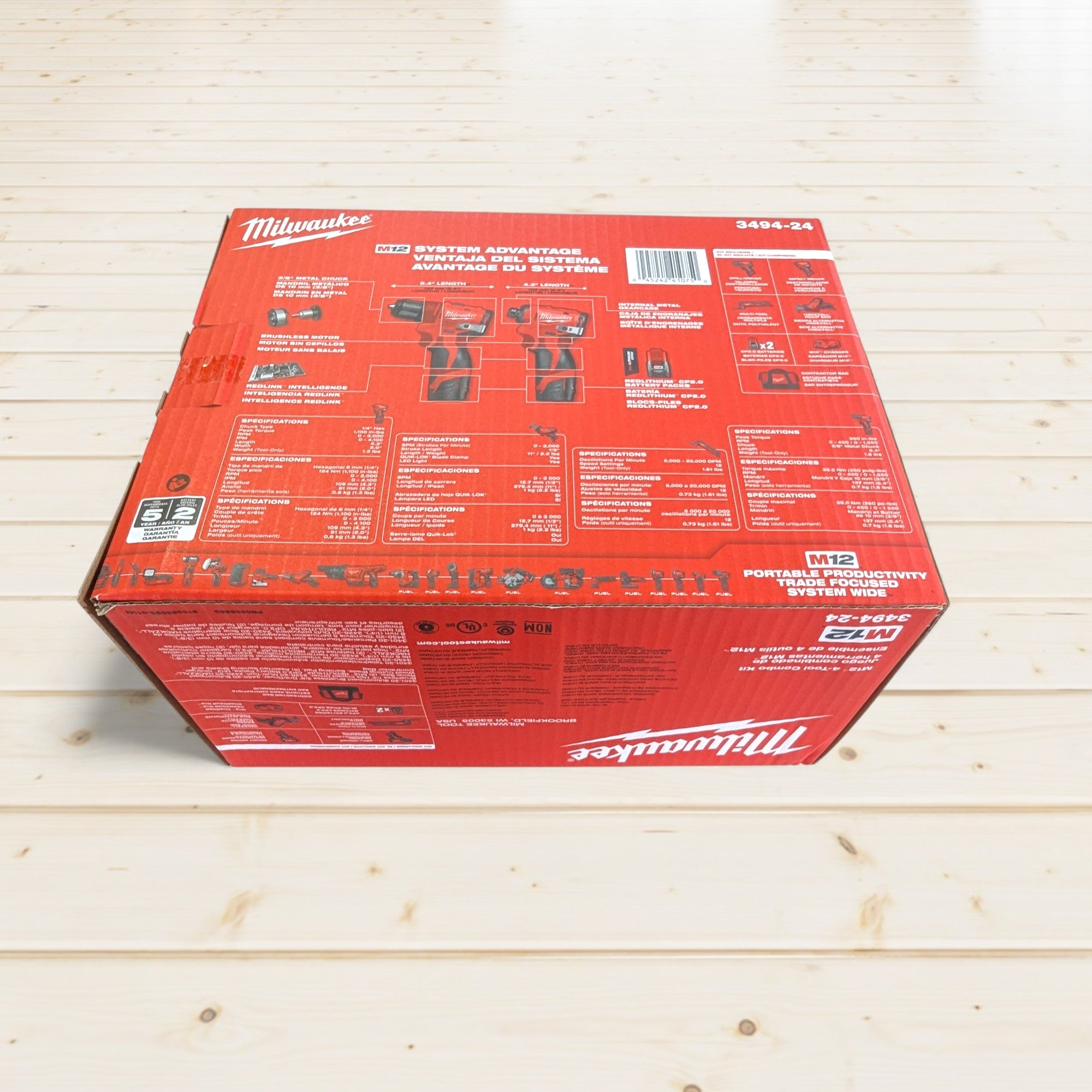 Milwaukee (3494-24)  M12 12V Lithium-Ion Brushless Cordless Subcompact Drill and Impact Driver Kit with Hackzall and Multitool 4-Tool Kit