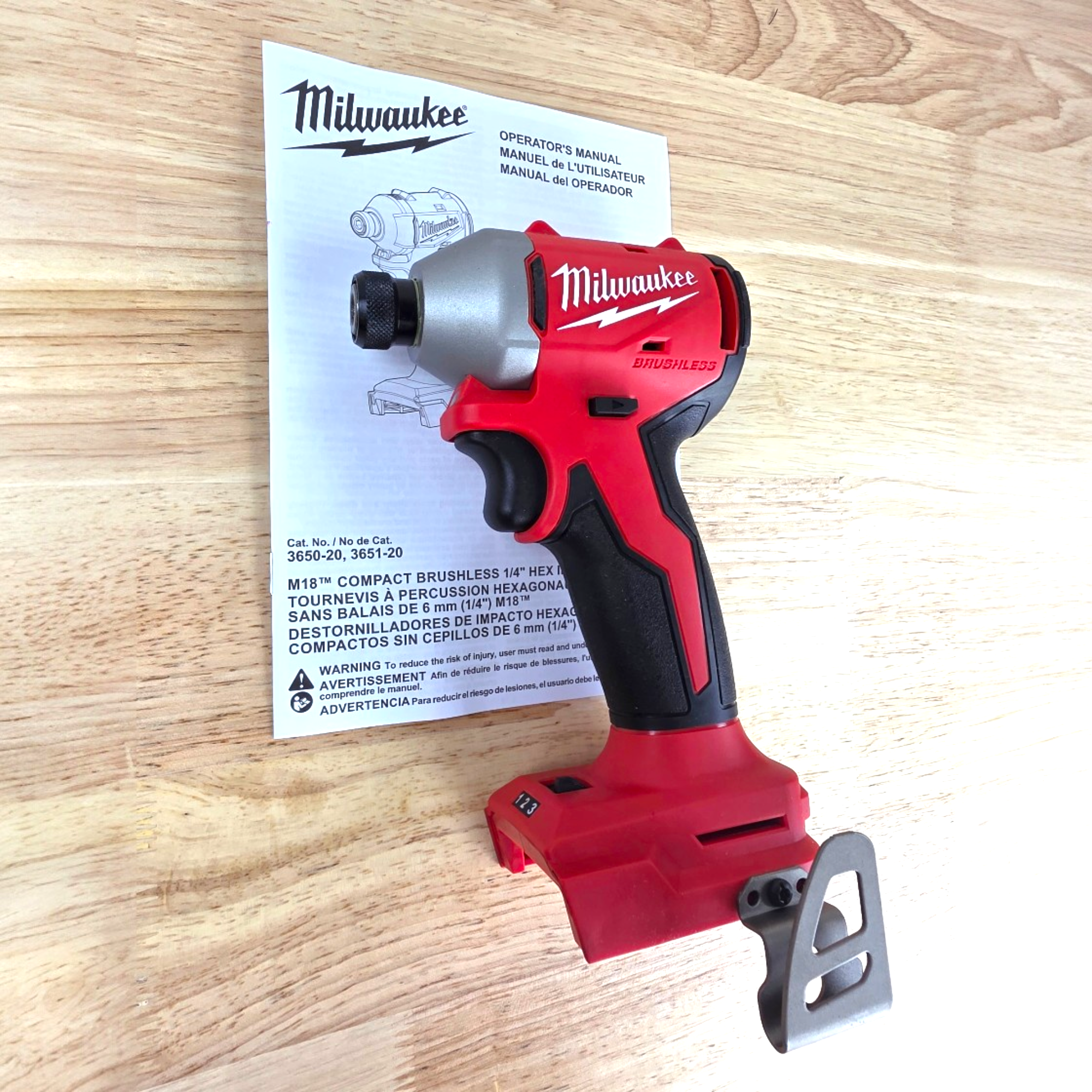 Milwaukee (3651-20) M18 18V Lithium-Ion Compact Brushless Cordless 1/4 in. Impact Driver - genuine, brand new in secure, non-retail packaging