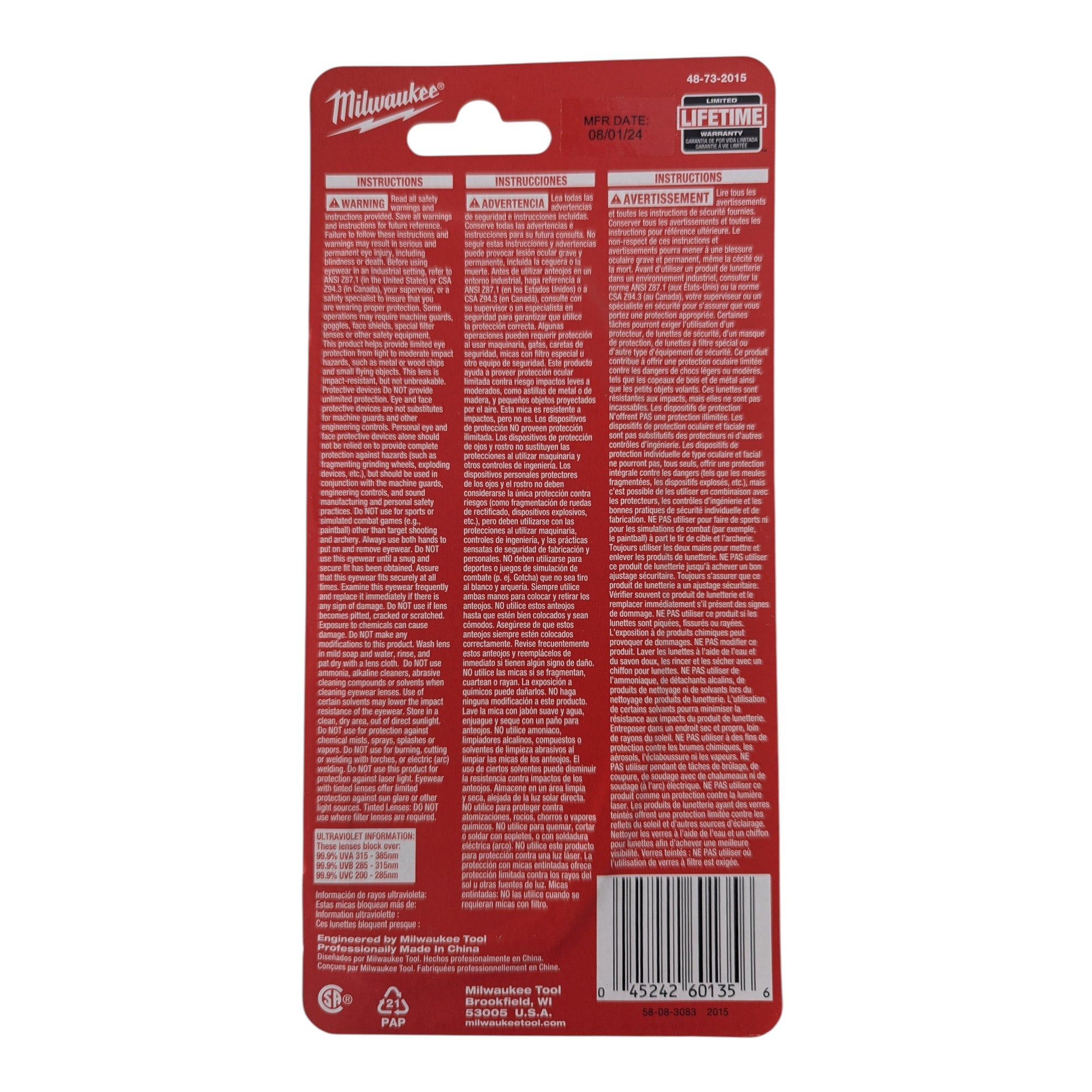 Milwaukee (48-73-2015) Tinted Safety Glasses Anti-Scratch Lenses