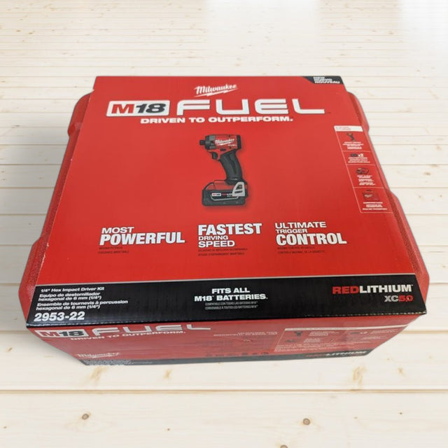 Milwaukee M18 FUEL 18V Lithium-Ion Brushless Cordless 1/4 in. Hex Impact Driver Kit with Two 5.0Ah Batteries Charger Hard Case 2953-22