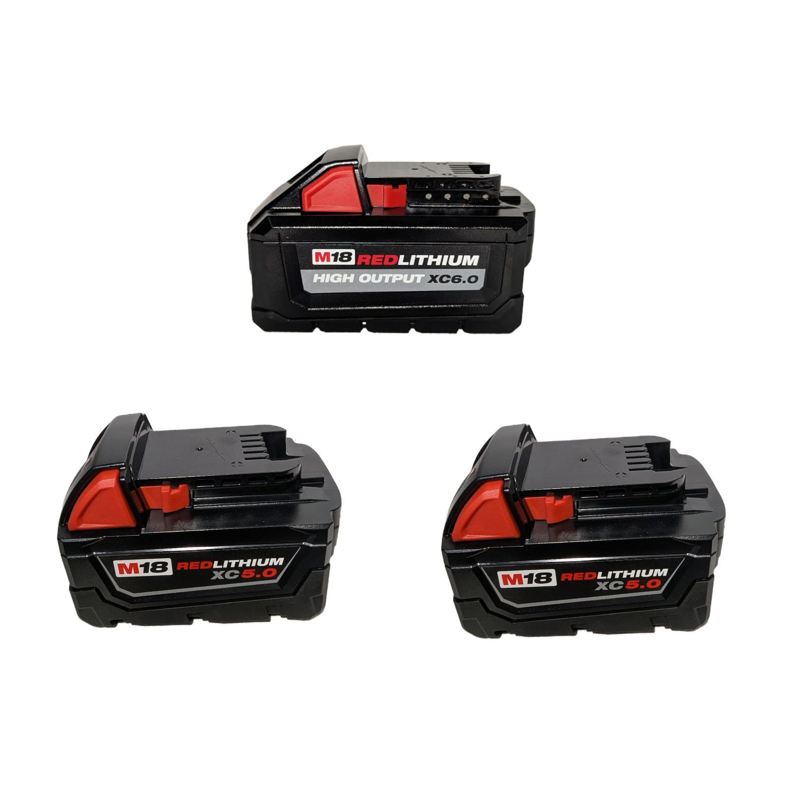 Milwaukee (48-11-1856) M18 18-Volt Lithium-Ion (1) High Output 6.0Ah Battery and (2) 5.0Ah Battery (3-Pack)