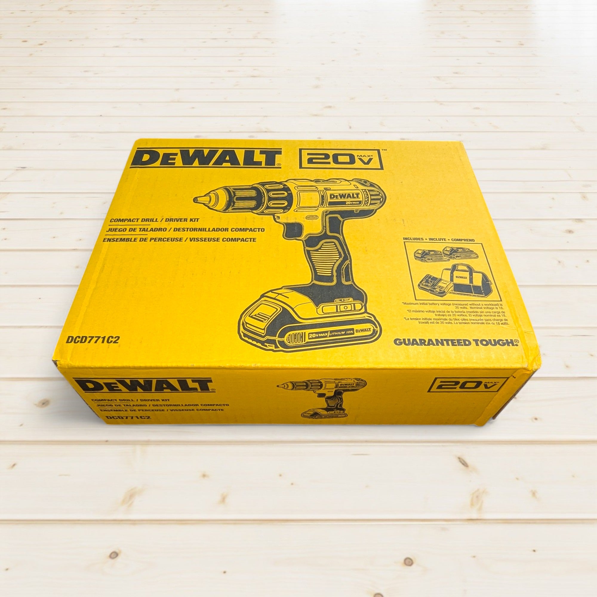 DEWALT (DCD771C2)  20V MAX Cordless 1/2 in. Drill/Driver, (2) 20V 1.3Ah Batteries, Charger and Bag