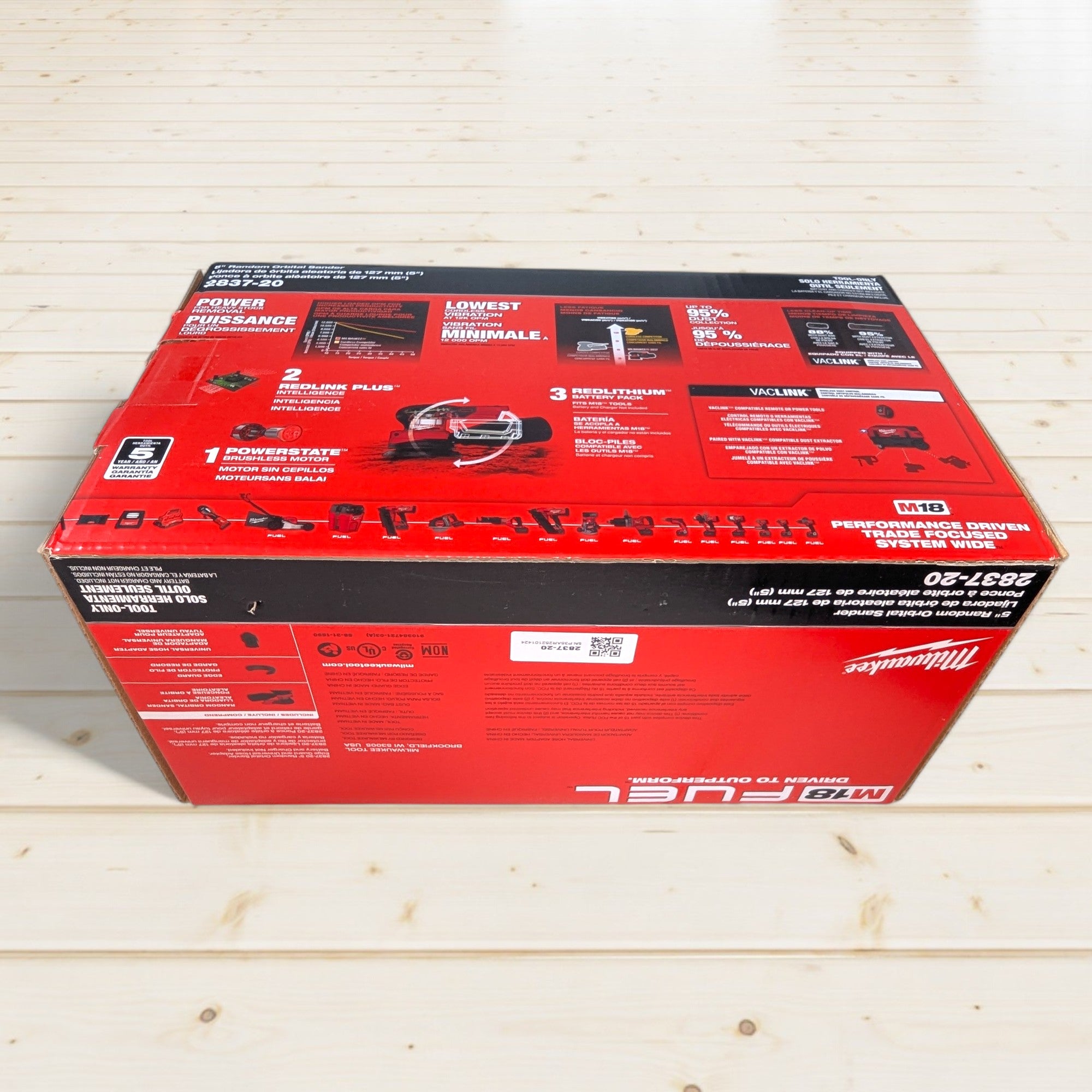 Milwaukee (2837-20) M18 18V Lithium-Ion Brushless Cordless FUEL 5 in. Random Orbit Sander (Tool-Only)