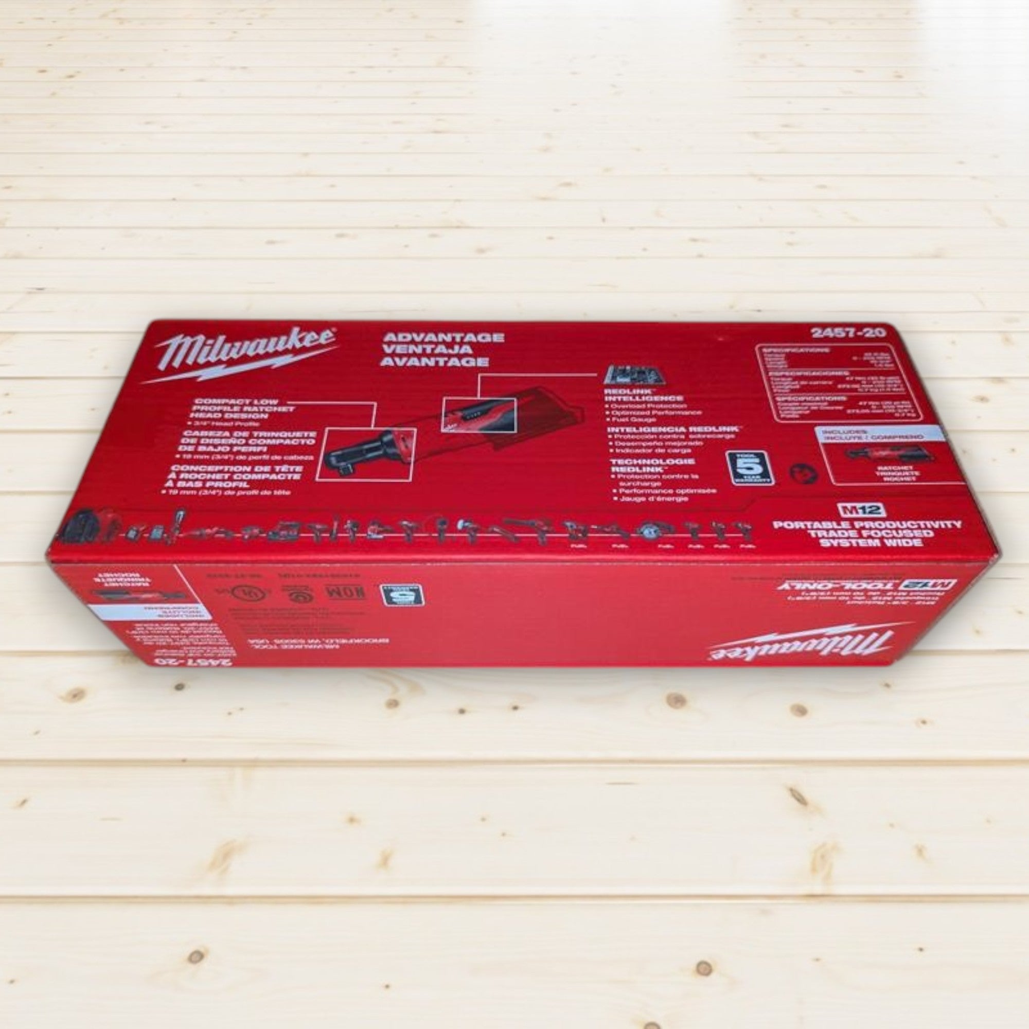 Milwaukee (2457-20)  M12 12V Lithium-Ion Cordless 3/8 in. Ratchet (Tool-Only)