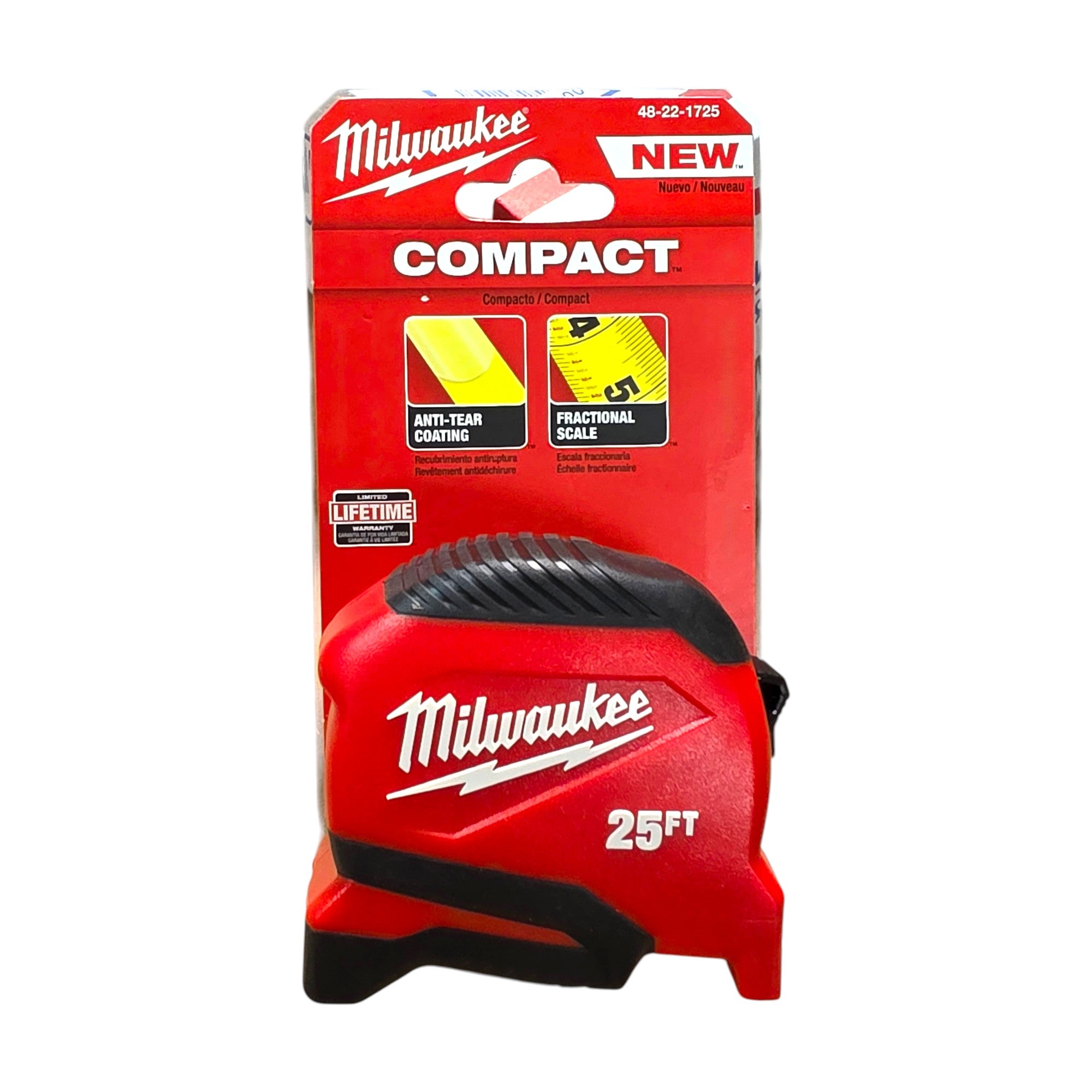 Milwaukee (48-22-1725) 25 ft. Compact Tape Measure with Fractional Scale