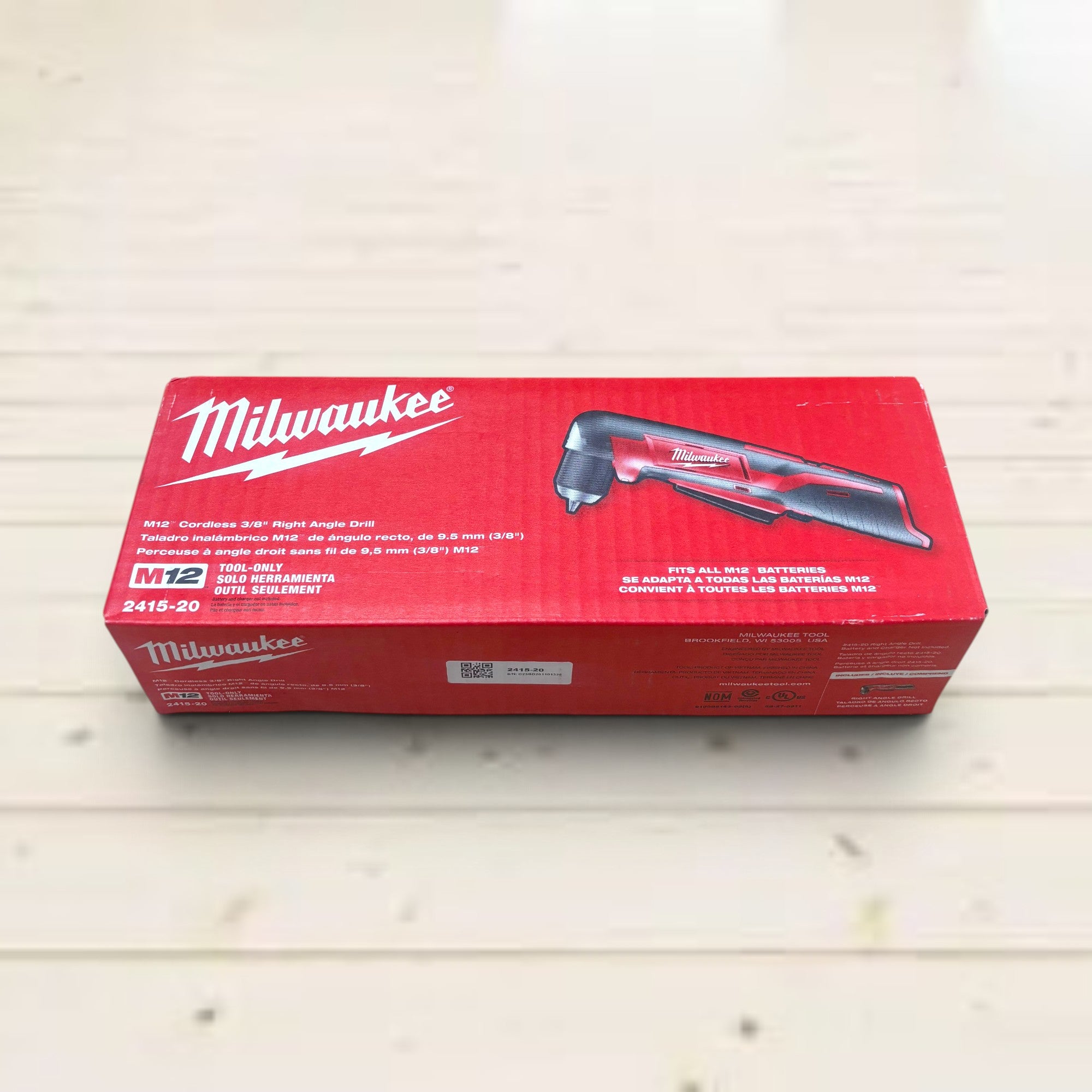 Milwaukee (2415-20) M12 12V Lithium-Ion Cordless 3/8 in. Right Angle Drill (Tool-Only)