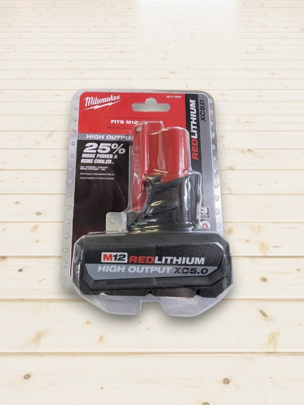 Milwaukee M12 12-Volt Lithium-Ion XC High Output 5.0 Ah Battery Pack 48-11-2450