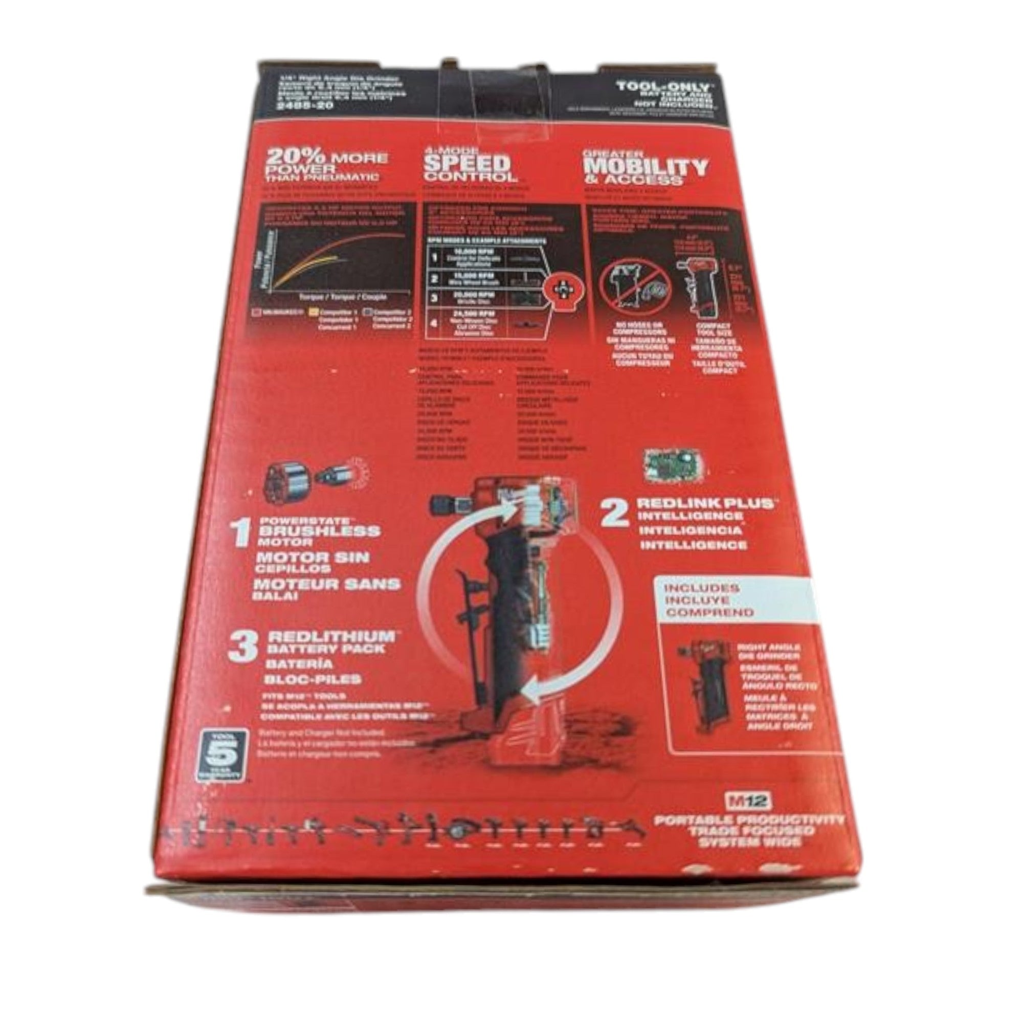 Milwaukee (2485-20) M12 FUEL 12V Lithium-Ion Brushless Cordless 1/4 in. Right Angle Die Grinder (Tool-Only)