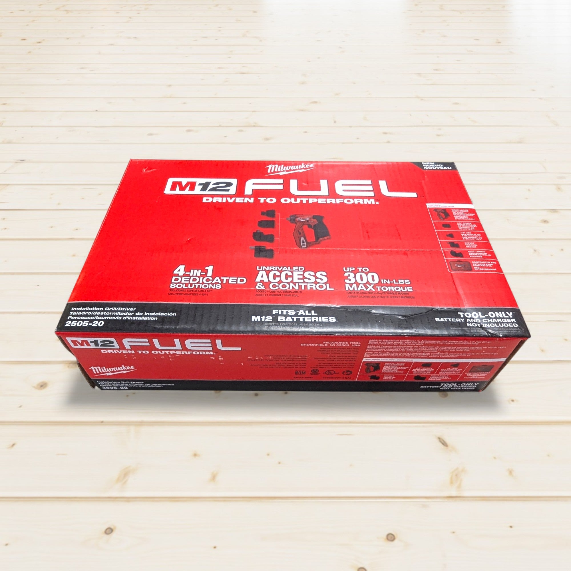 Milwaukee (2505-20)  M12 FUEL 12V Lithium-Ion Brushless Cordless 4-in-1 Installation 3/8 in. Drill Driver with 4 Tool Head (Tool-Only)