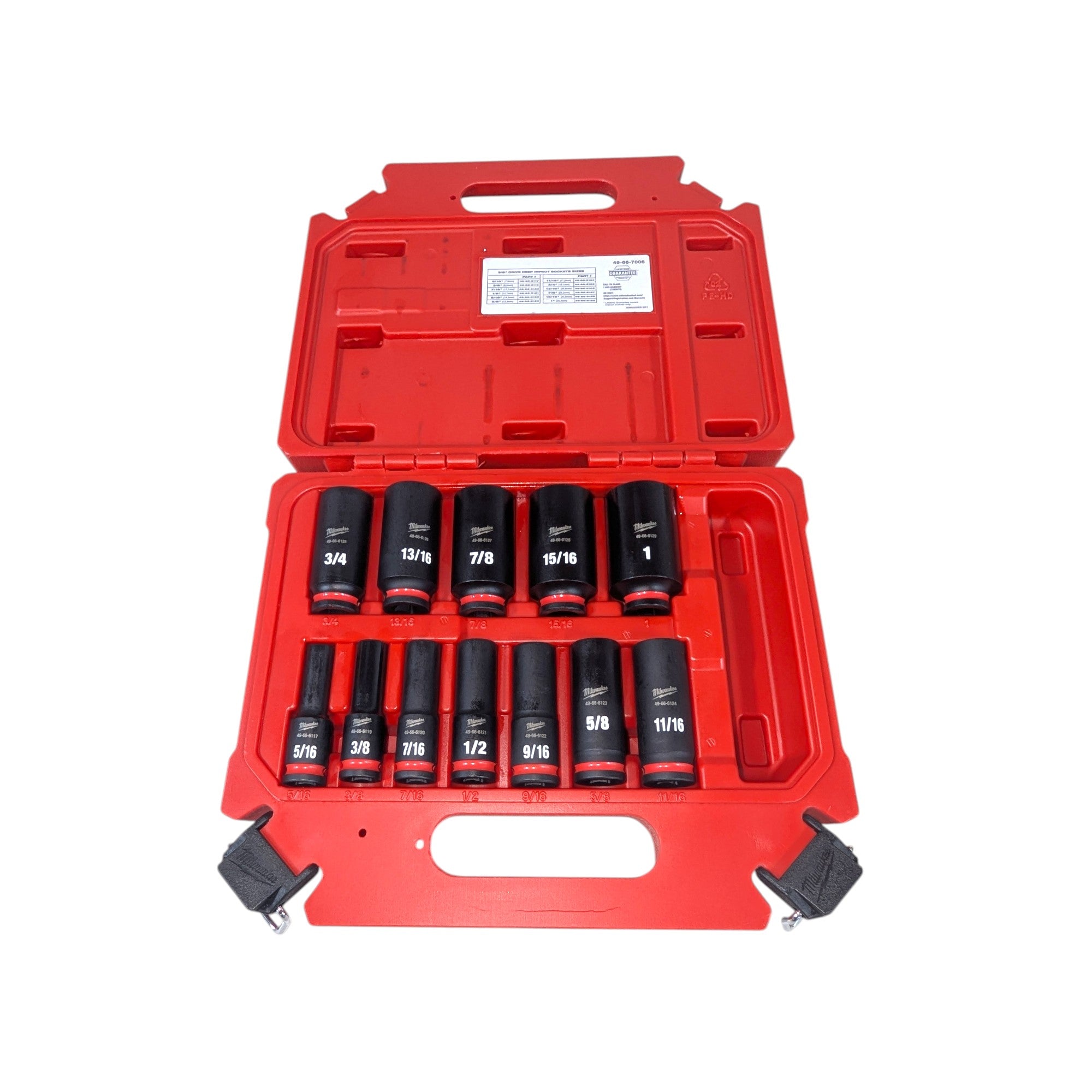 Milwaukee (49-66-7006) SHOCKWAVE 3/8 in. Drive Deep Well 6 Point Impact Socket Set (12-Piece)