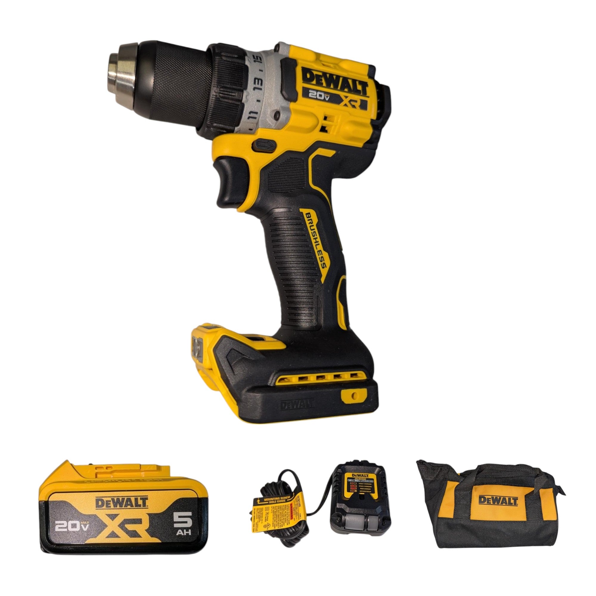 DEWALT (DCD800P1) 20V MAX XR Lithium-Ion Cordless Compact 1/2 in. Drill/Driver Kit, 20V MAX 5.0Ah Battery, and Charger