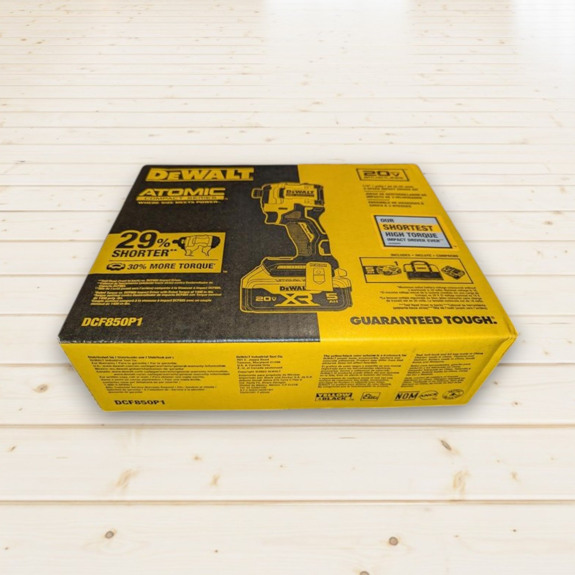 DEWALT (DCF850P1) ATOMIC 20V MAX Lithium-Ion Cordless 1/4 in. Brushless Impact Driver Kit, 5 Ah Battery, Charger, and Bag