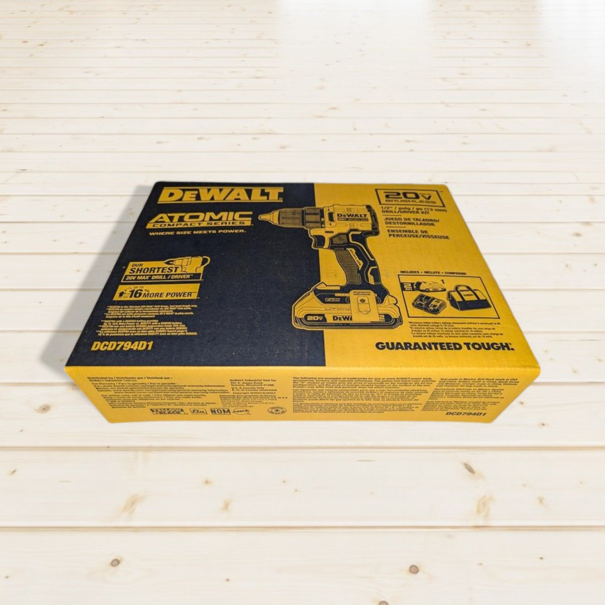 DEWALT (DCD794D1) ATOMIC 20-Volt Lithium-Ion Cordless Compact 1/2 in. Drill/Driver Kit with 2.0Ah Battery, Charger and Bag