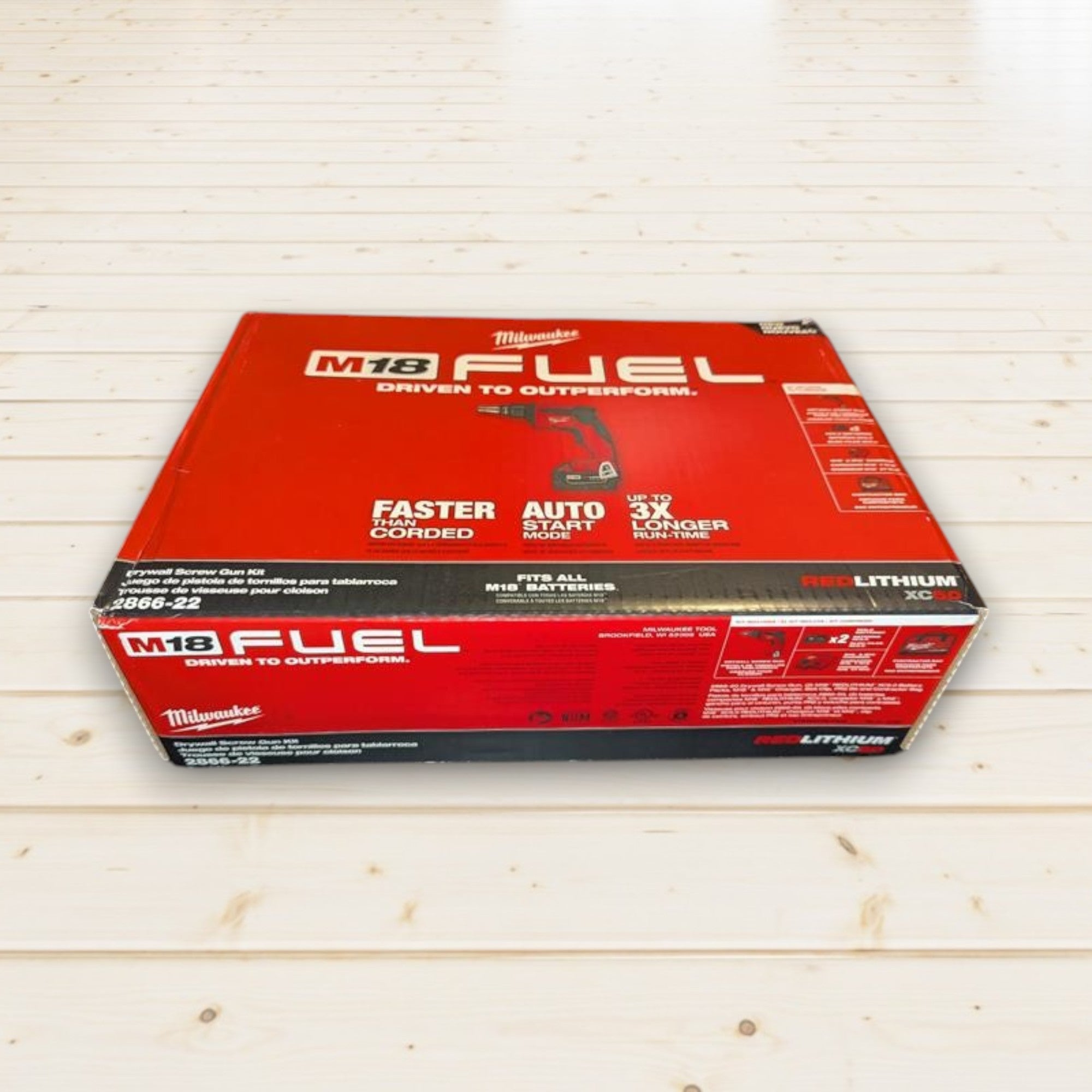 Milwaukee (2866-22) M18 FUEL 18V Lithium-Ion Brushless Cordless Drywall Screw Gun Kit with (2) 5.0Ah Batteries, Charger and Tool Bag