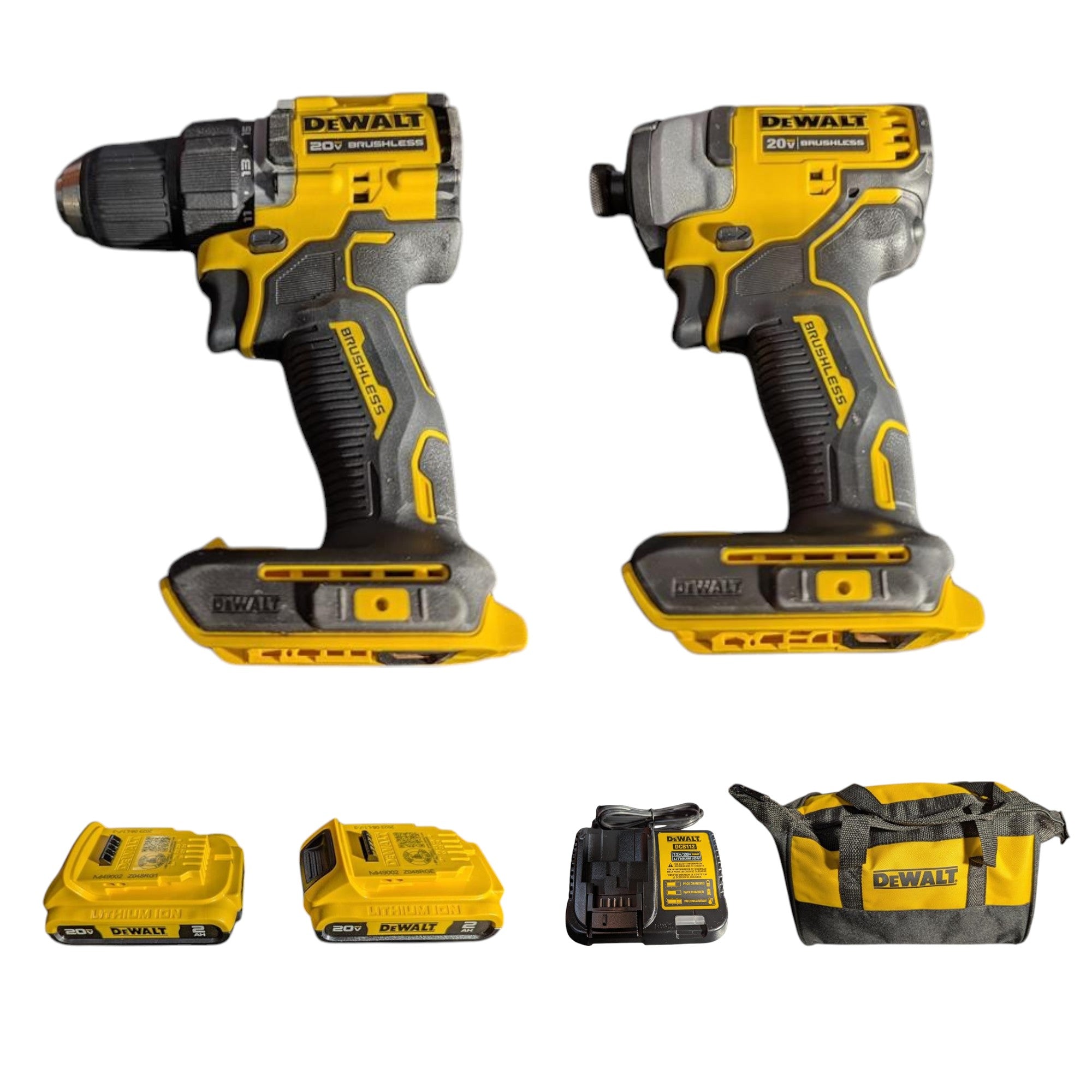 DEWALT (DCK225D2) ATOMIC 20-Volt MAX Lithium-Ion Cordless Combo Kit (2-Tool) with (2) 2.0Ah Batteries, Charger and Bag